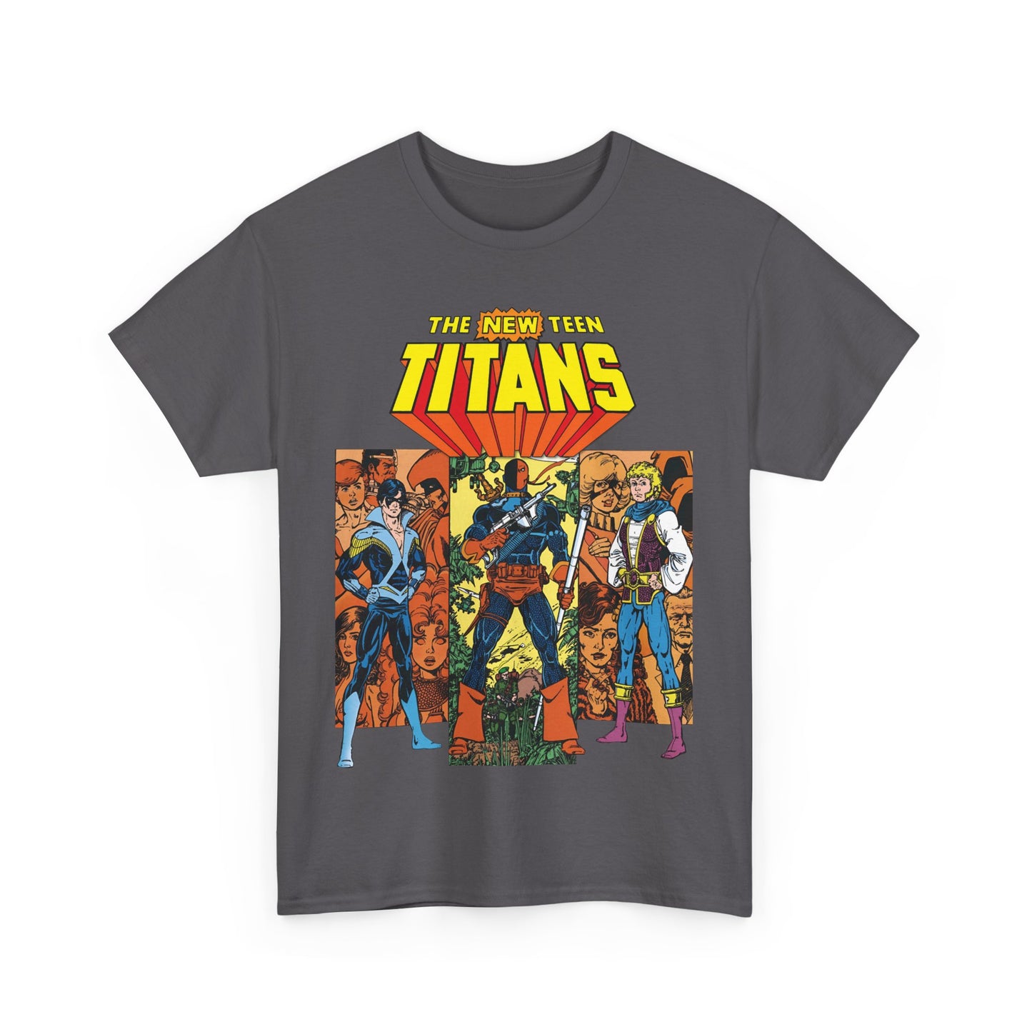 New Teen Titans T-Shirt - George Perez Art - Judas Contract - Nightwing, Jericho, Deathstroke, Changeling. Starfire - DC Comics