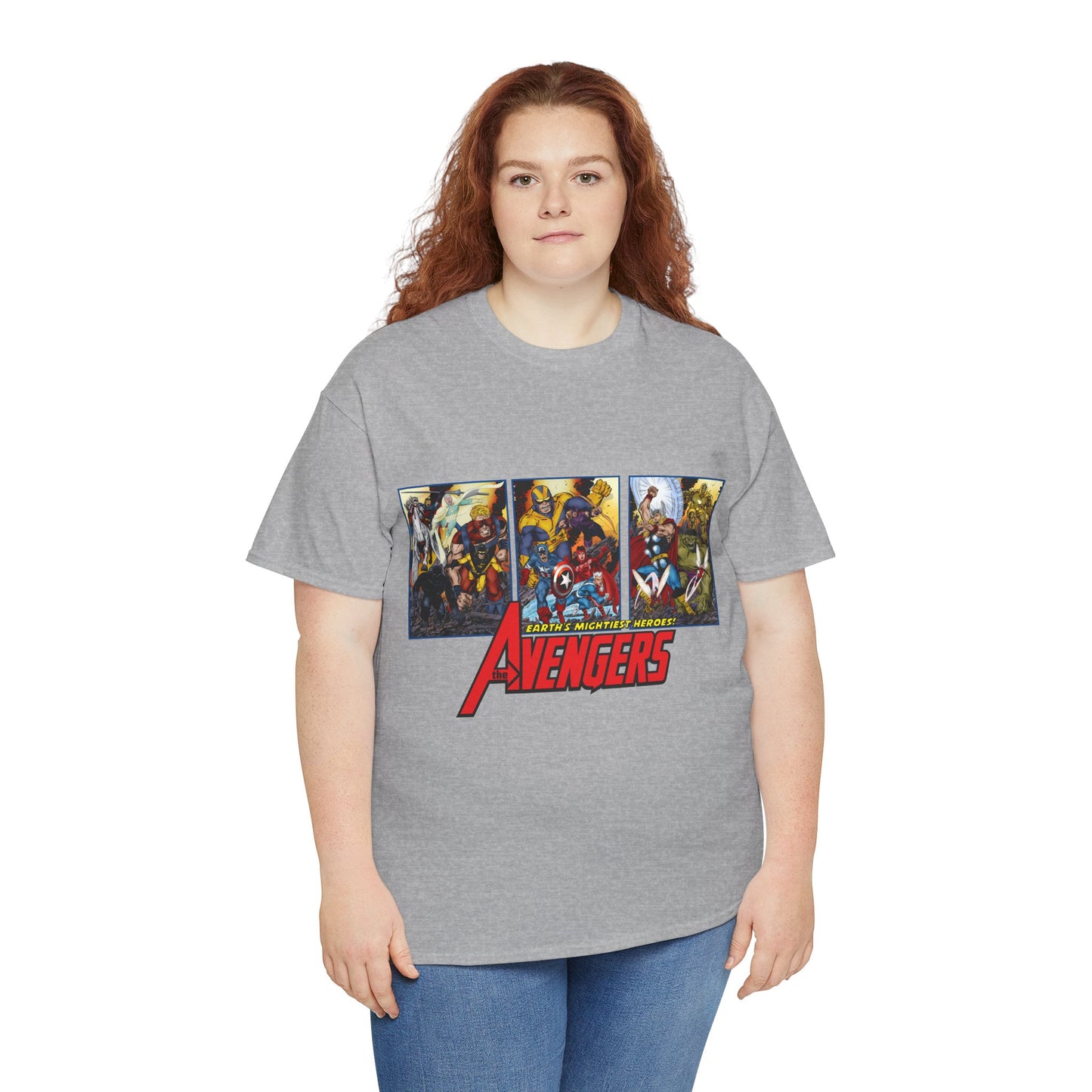 Avengers T-Shirt - John Byrne Art - Thor, Captain America, Iron Man, Hulk, Scarlet Witch, Wasp, Quicksilver, The Black Knight - Marvel Comics