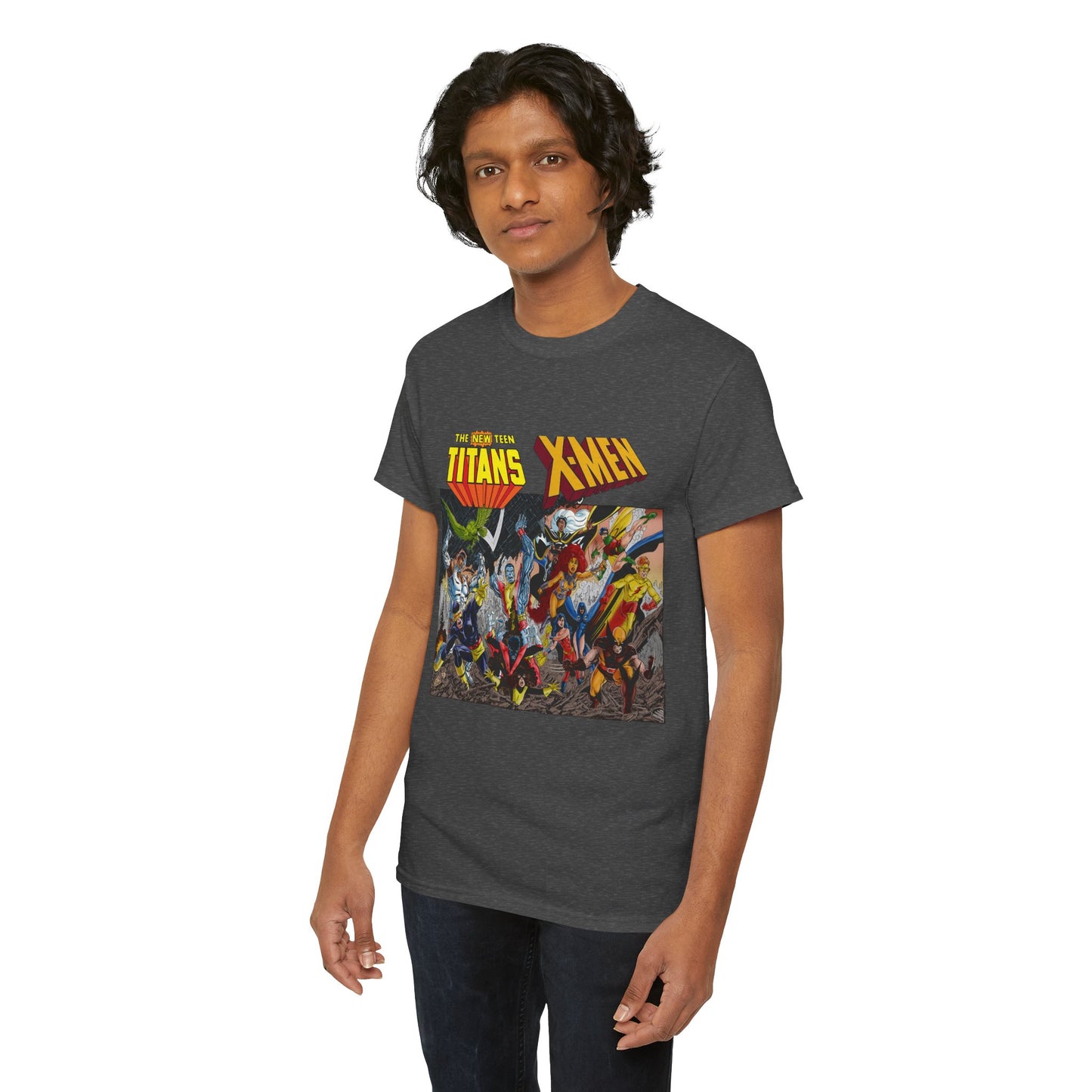Uncanny X-Men Vs New Teen Titans T-Shirt - Amazing John Byrne Art - DC Comics, Marvel Comics Crossover - Wolverine, Starfire, Cyclops, Storm, Raven, Wonder Girl