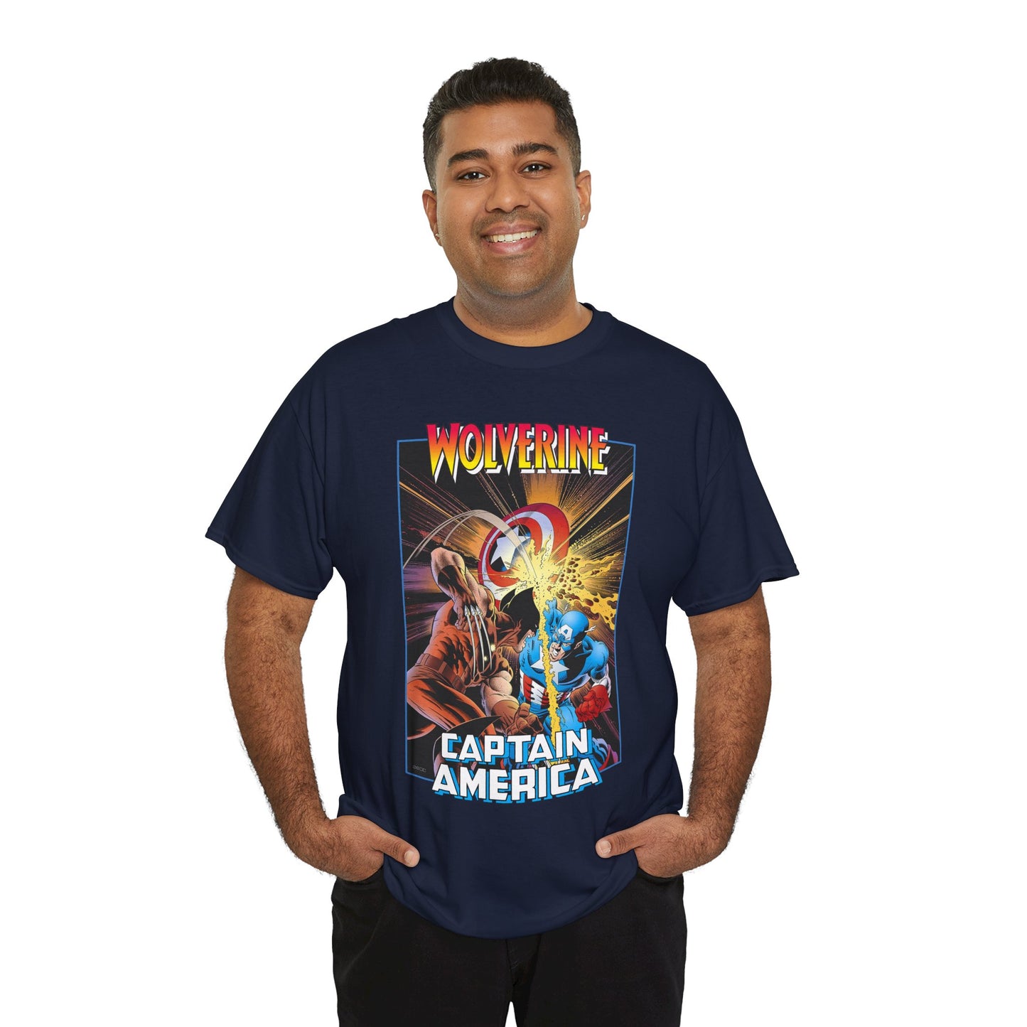 Wolverine Vs Captain America T-Shirt - Mike Zeck Classic Art - Marvel Comics