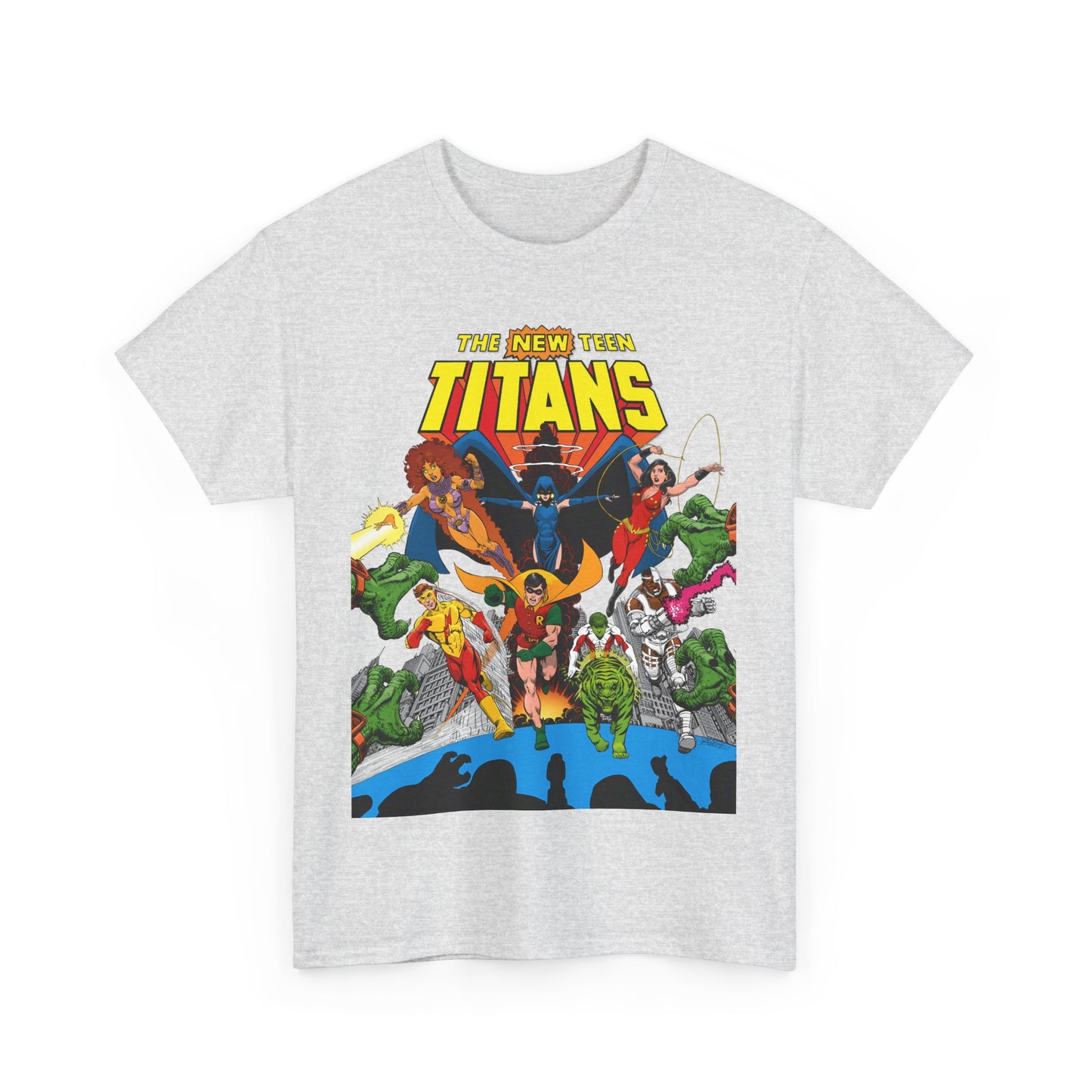 New Teen Titans T-Shirt - George Perez Art - Robin, Wonder Girl, Kid Flash, Changeling, Starfire, Cyborg, Raven - DC Comics - Classic 1980s Series