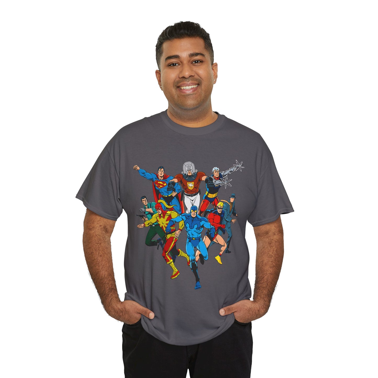 Charlton Characters T-Shirt - DC Comics - Captain Atom, Peacemaker, The Question, Blue Beetle, Judomaster