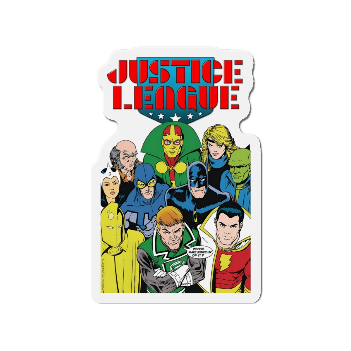 Justice League International Die-Cut Magnet - Kevin Maguire Art - Batman, Mister Miracle, Guy Gardner, Blue Beetle, Black Canary - DC Comics - 3", 4", 5", 6"