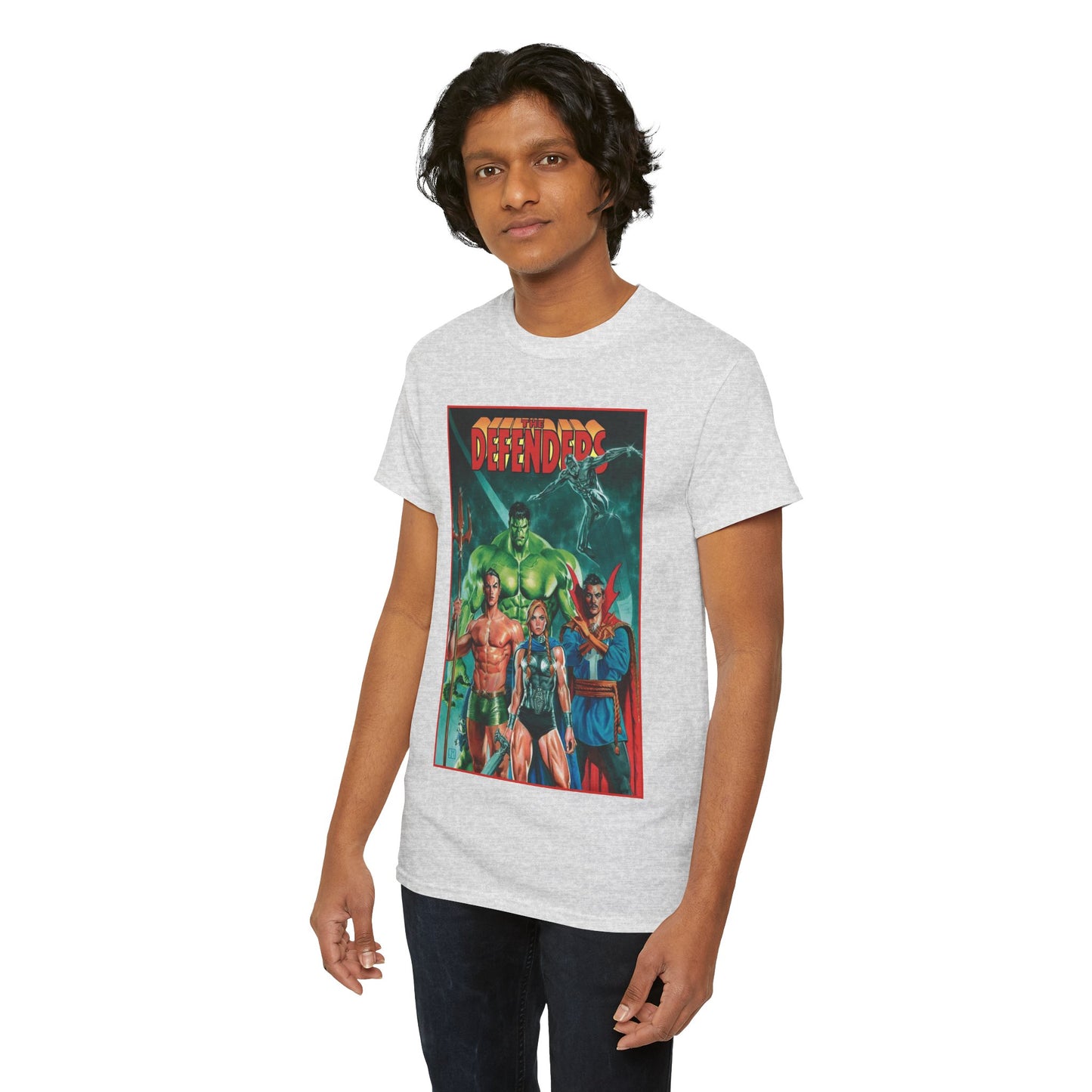 Defenders T-Shirt - Dr Strange, Valkyrie, Hulk, Namor, Silver Surfer - Marvel Comics - Popular 1970s Series