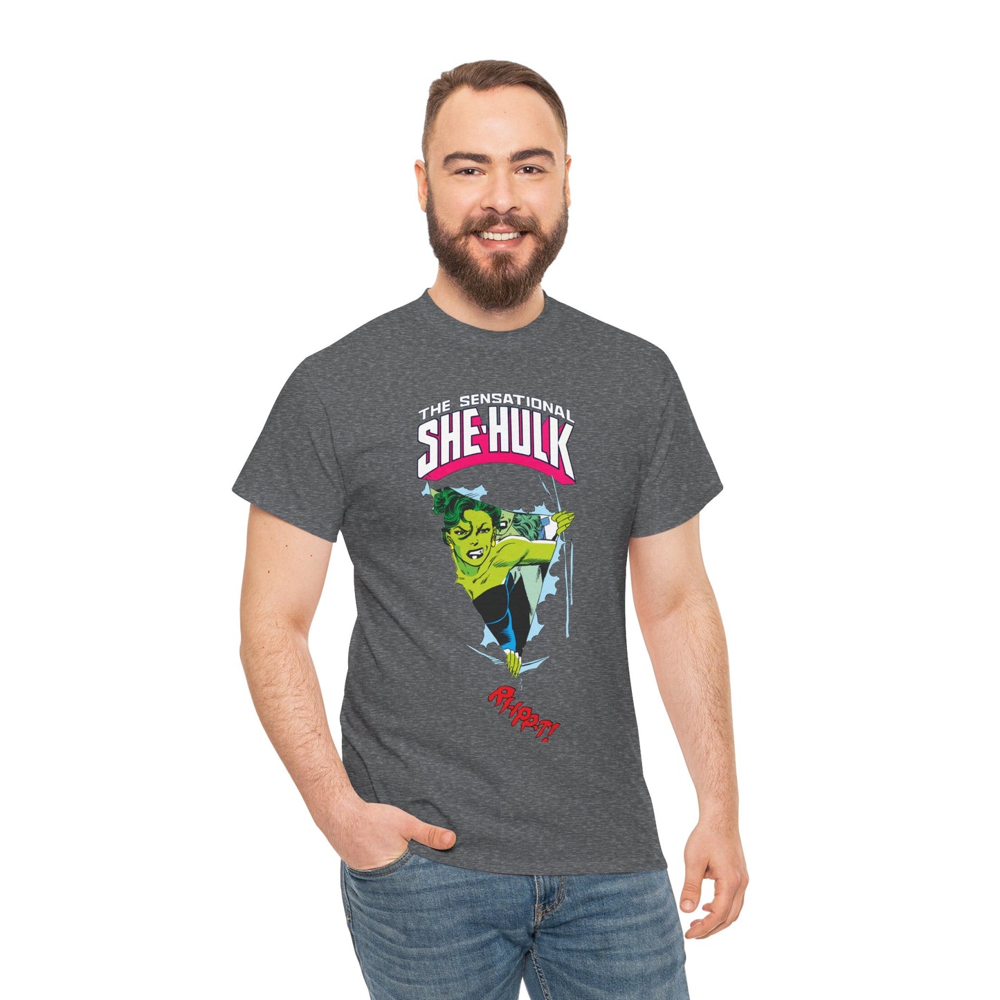 Sensational She-Hulk T-Shirt - John Byrne Art - Marvel Comics - Jennifer Walters - Ripping Through the Shirt - Fourth Wall