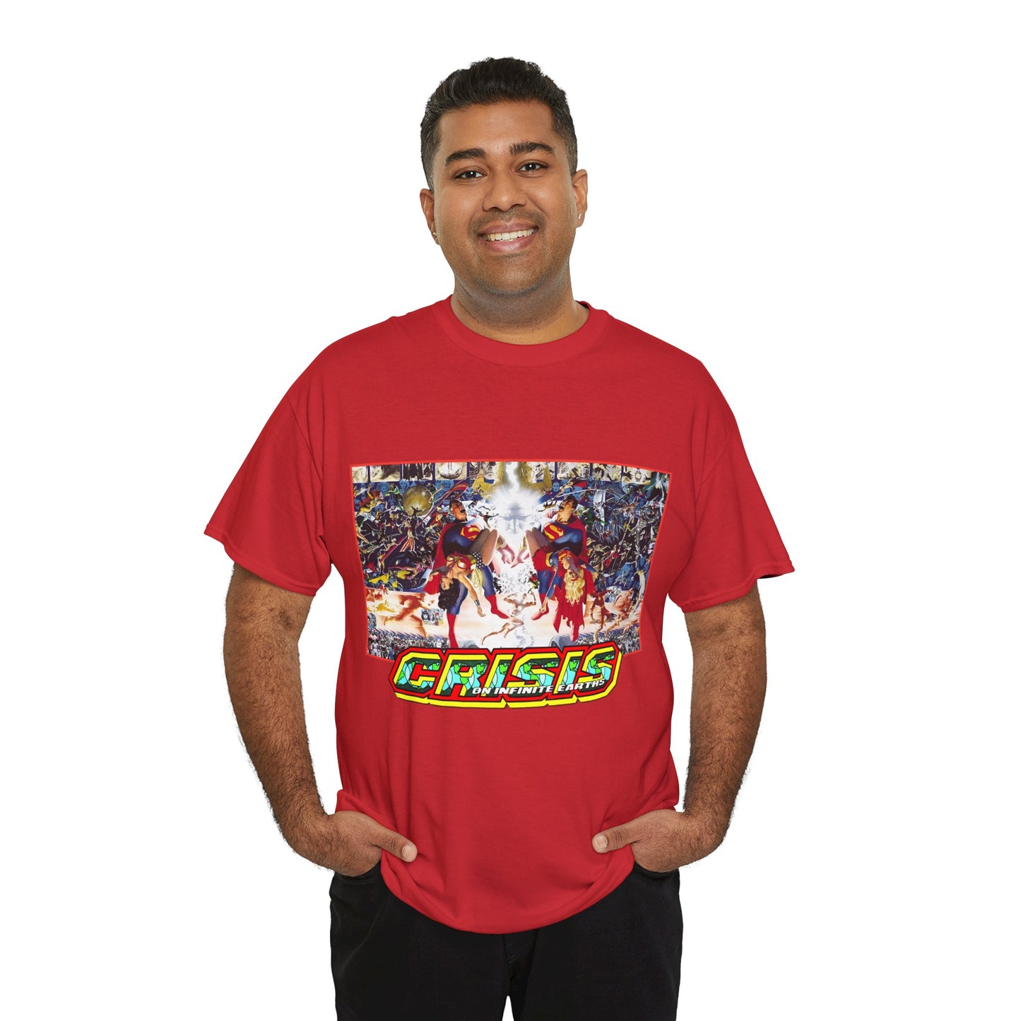 Crisis on Infinite Earths T-Shirt - Alex Ross & George Perez Art - Superman, Wonder Woman, Supergirl, Flash, Monitor, Anti-Monitor - DC Comics