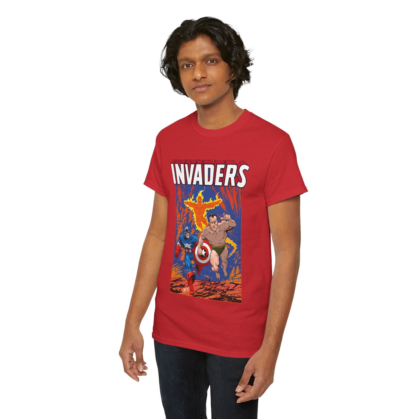 Invaders T-Shirt - John Byrne Art - Captain America, Namor, Human Torch - Marvel Comics Golden Age Characters