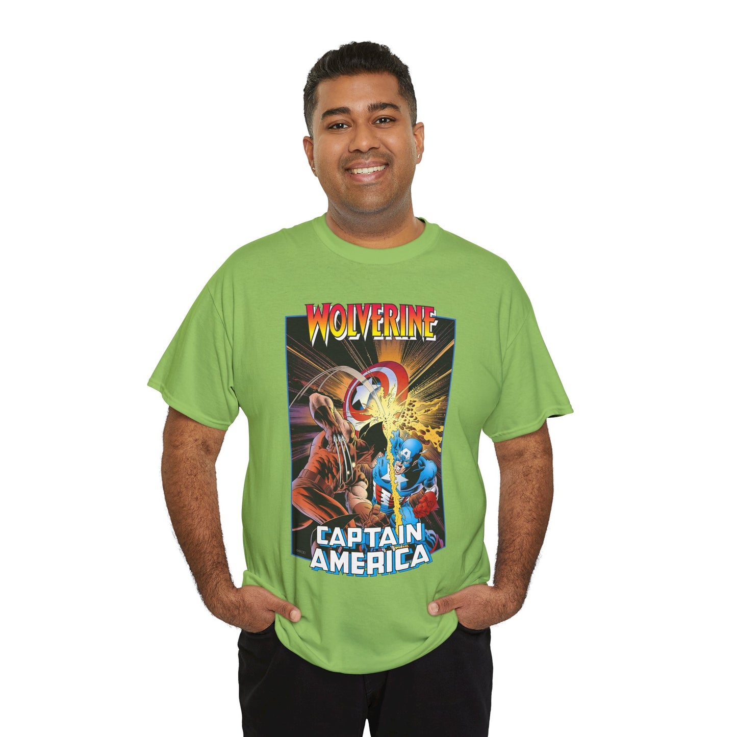 Wolverine Vs Captain America T-Shirt - Mike Zeck Classic Art - Marvel Comics