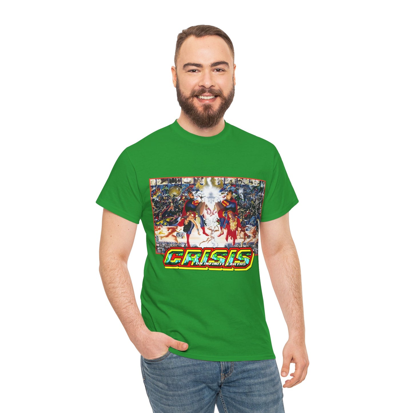 Crisis on Infinite Earths T-Shirt - Alex Ross & George Perez Art - Superman, Wonder Woman, Supergirl, Flash, Monitor, Anti-Monitor - DC Comics