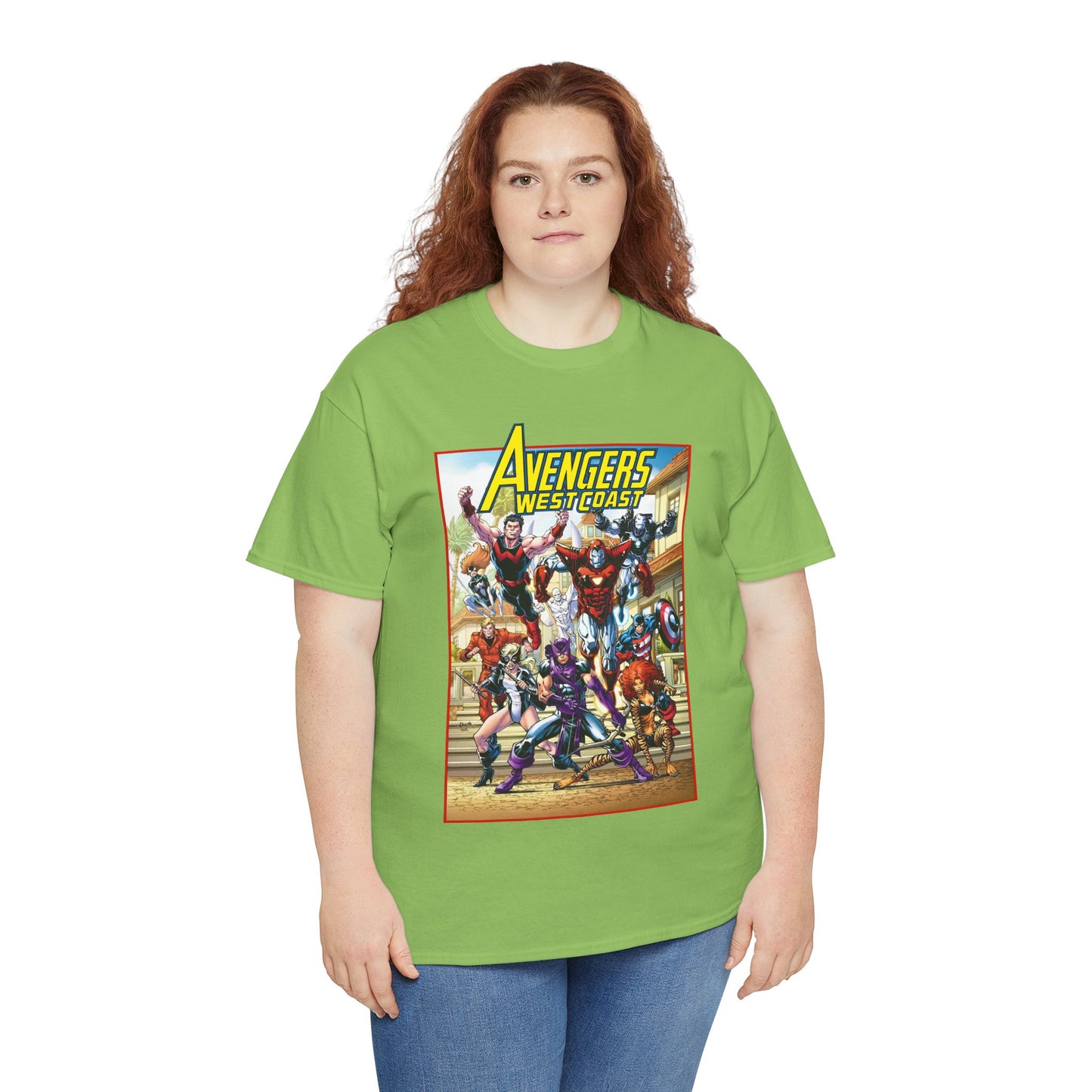 West Coast Avengers T-Shirt - Todd Nauck Art - Hawkeye, Iron Man, Wonder Man, Tigra, Vision - Marvel Comics