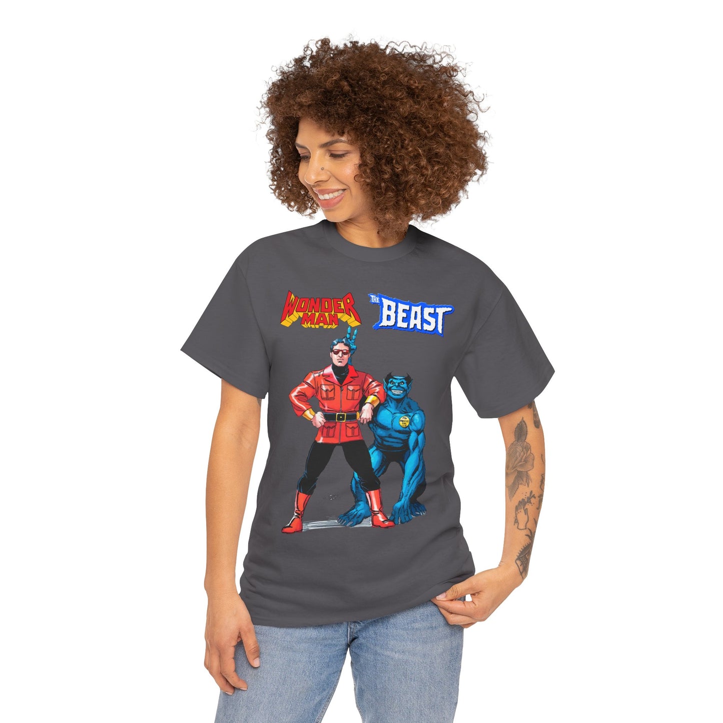 Wonder Man & Beast T-Shirt - George Perez Art - Popular Avengers, X-Men Members - Simon Williams & Hank McCoy - Marvel Comics