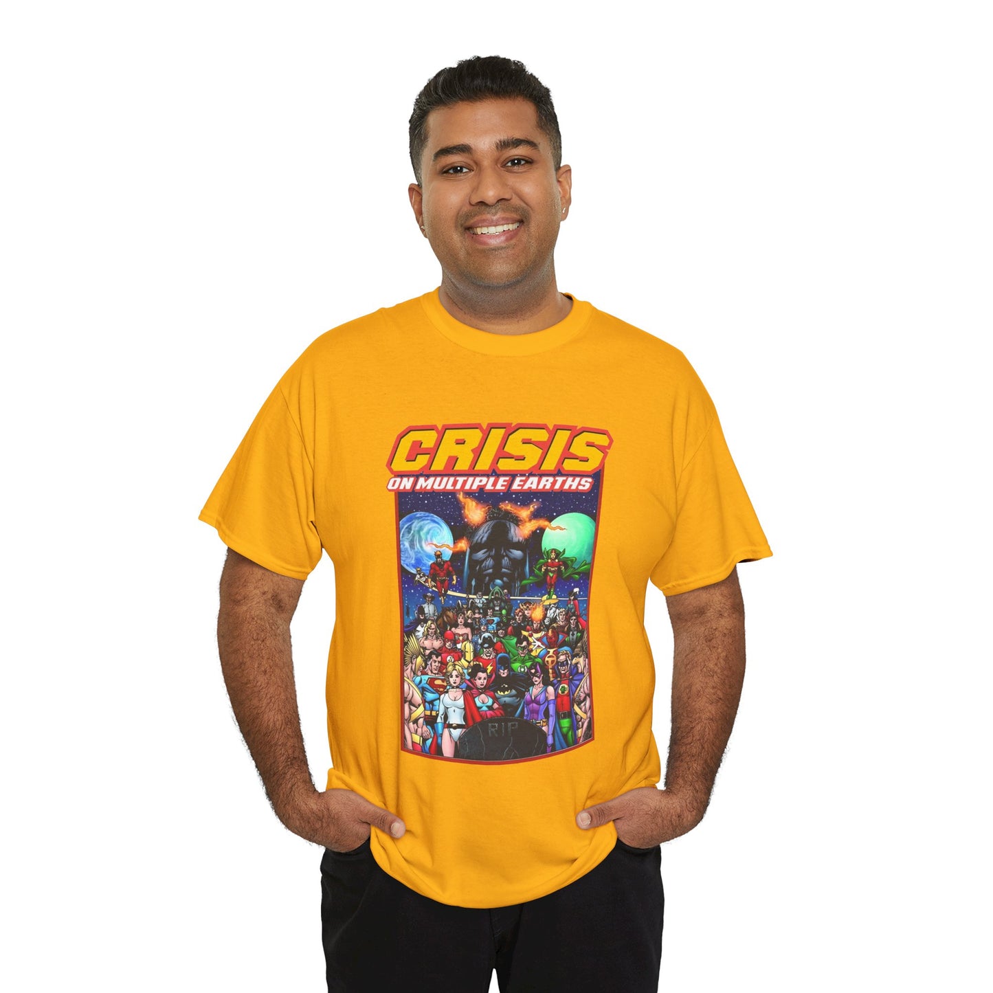 Crisis on Multiple Earths T-Shirt - George Perez Art - JSA & JLA Team-ups - Superman, Batman, Zatanna, Huntress, Power Girl, Hawkman, New Gods, Darkseid - DC Comics