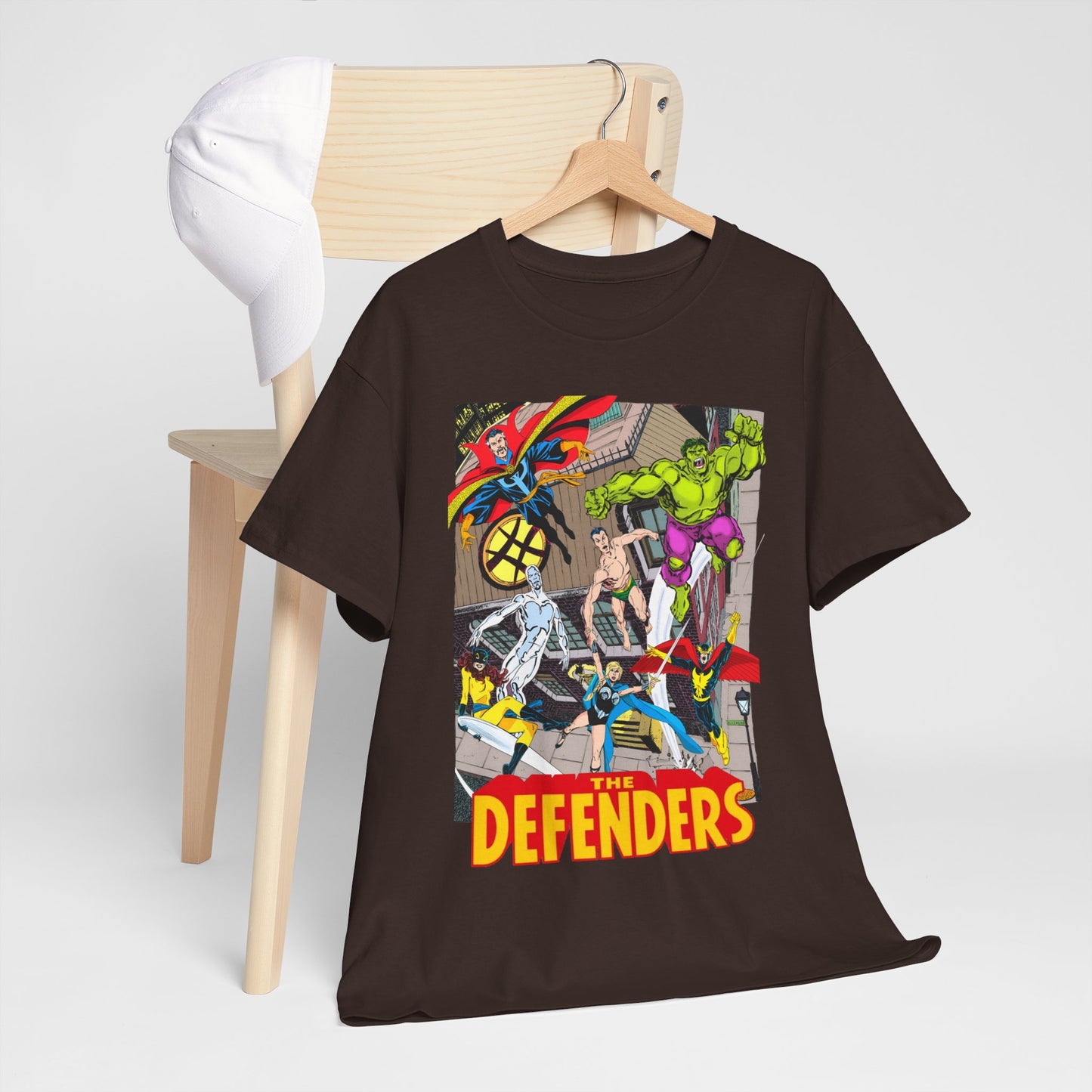 Defenders T-Shirt - John Byrne Art - Marvel Comics - Dr Strange, Nighthawk, Hulk