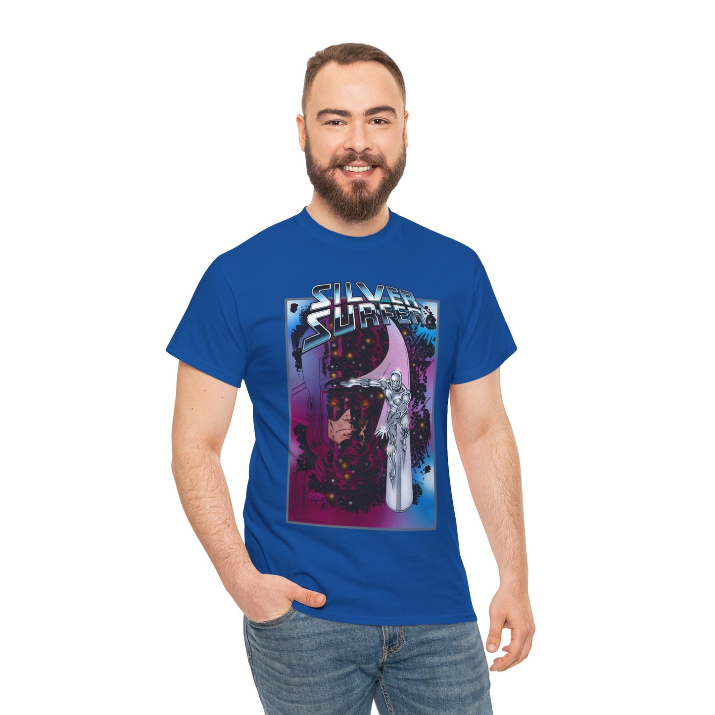 Silver Surfer & Galactus T-Shirt - John Byrne Art - Fantastic Four Connection - Former Herald, Norrin Radd - Marvel Comics
