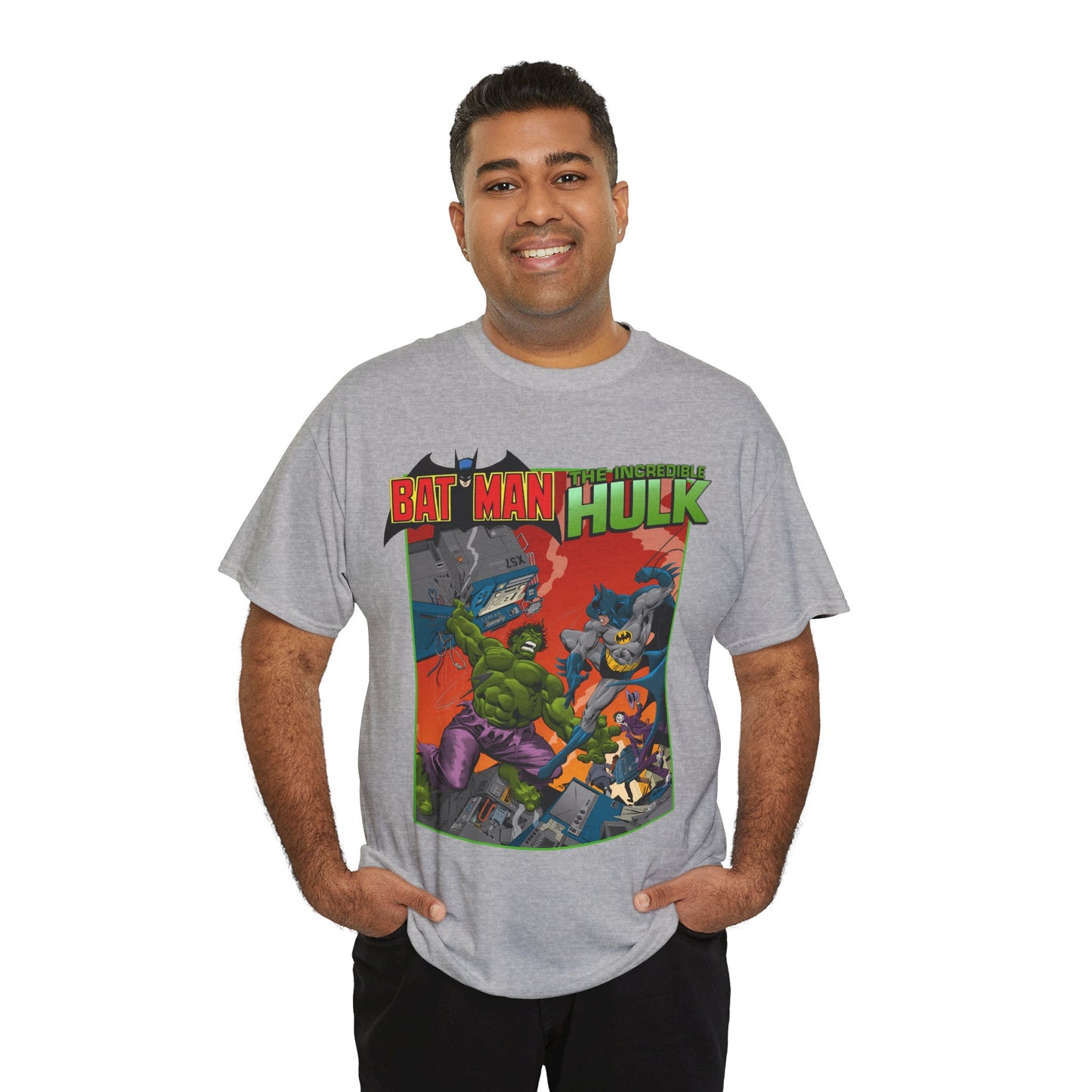 Batman Vs Incredible Hulk T-Shirt - DC Comics & Marvel - Joker - 1970s Team-Up