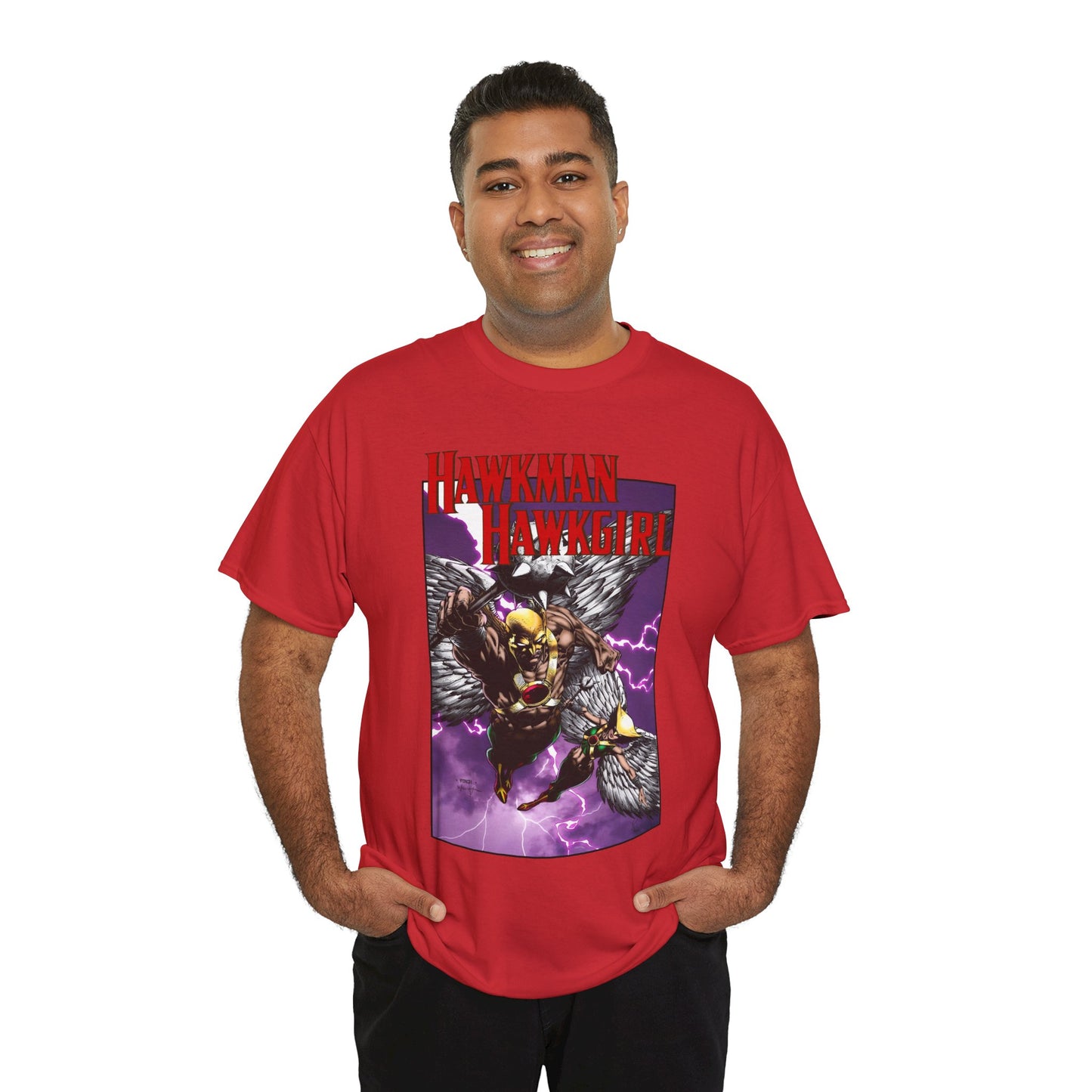 Hawkman & Hawkgirl T-Shirt - David Finch Art - Carter & Shayera Hall - JLA & JSA Members - DC Comics