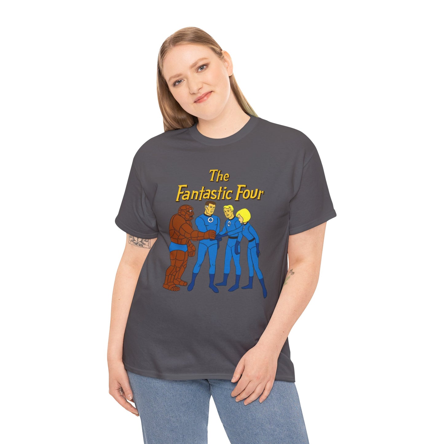 Fantastic Four T-Shirt - Hanna-Barbera 1960s Cartoon - Human Torch, The Thing, Invisible Woman - Marvel Comics