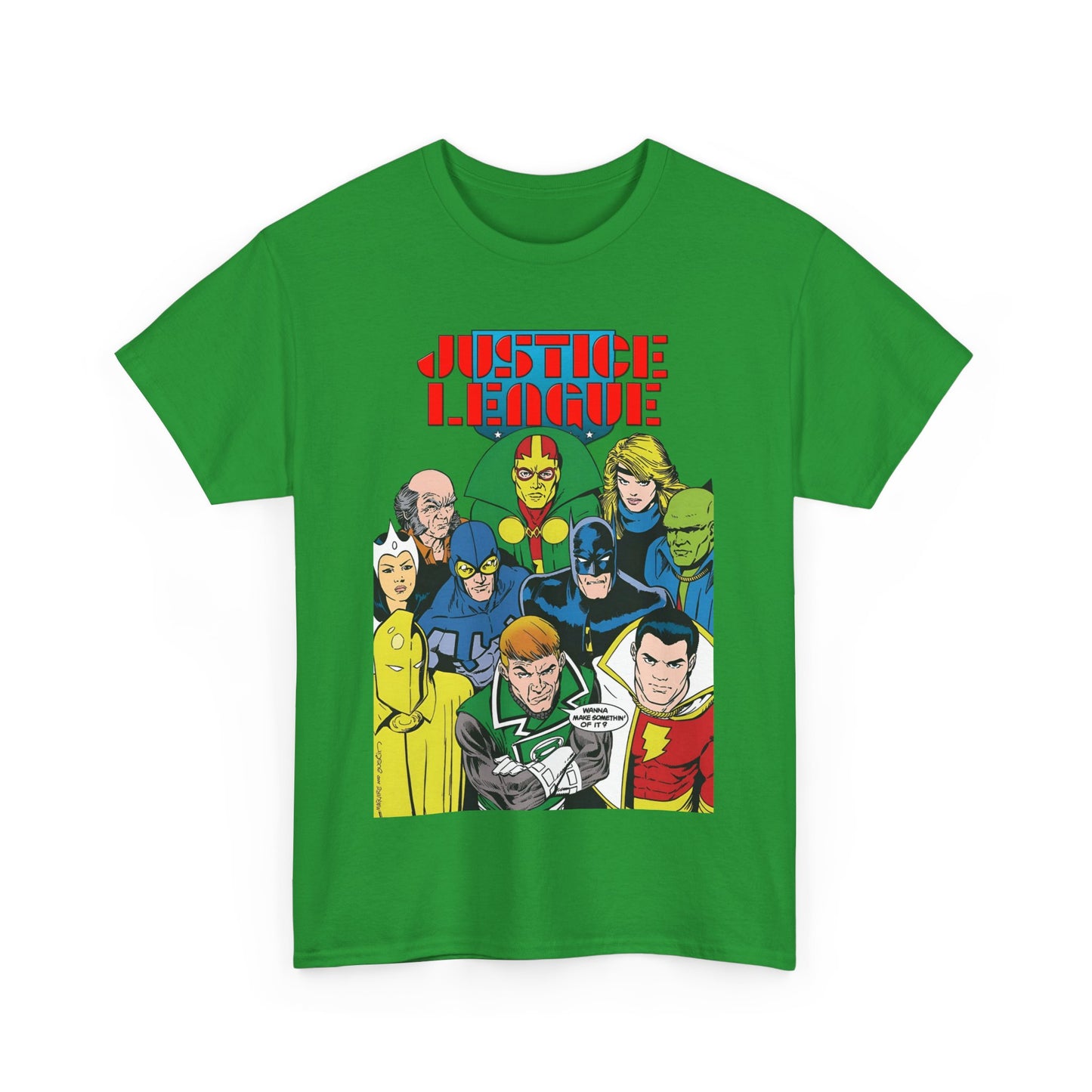 Justice League International T-Shirt - Kevin Maguire Art - JLI - DC Comics - Blue Beetle, Dr Fate, Batman, Mr Miracle, Martian Manhunter - Guy Gardner
