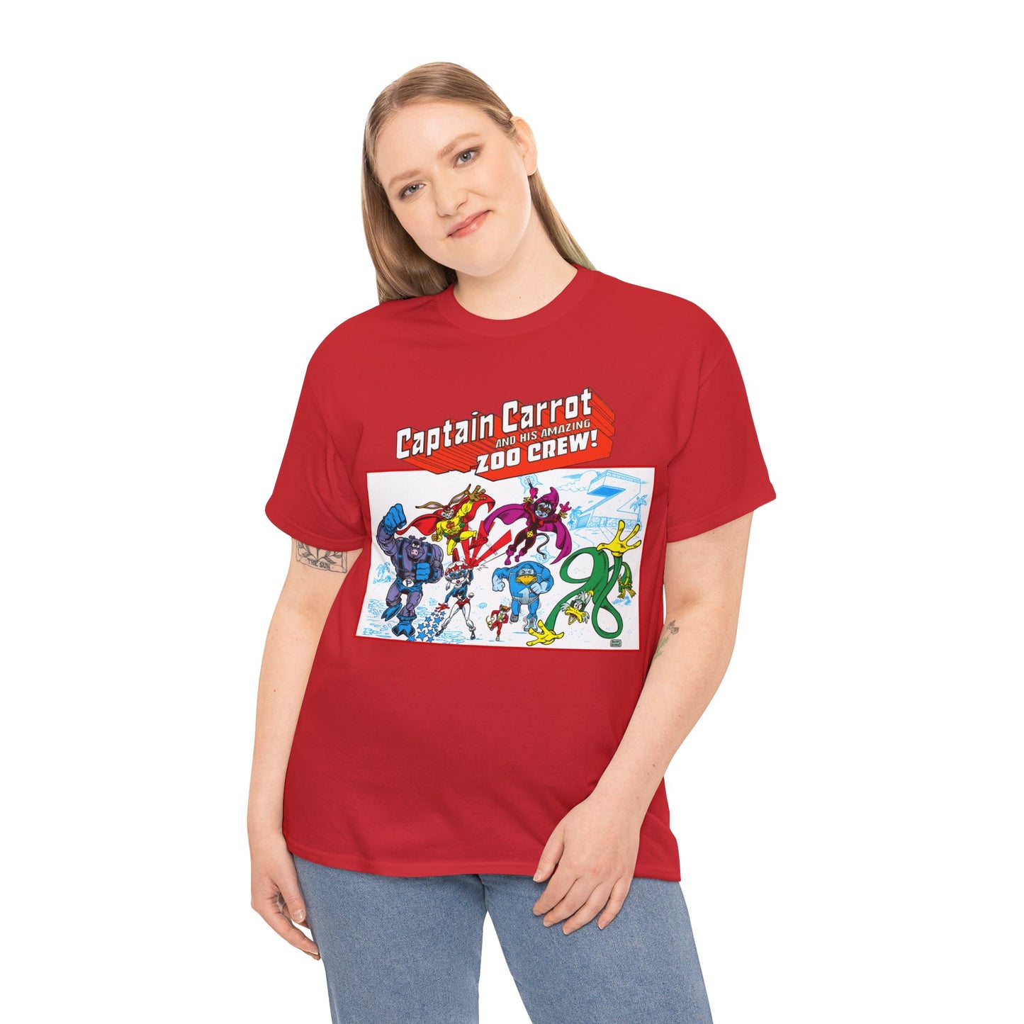 Captain Carrot & His Amazing Zoo Crew T-Shirt - DC Comics Series - Funny Animal Retro 1980s - Pig-Iron, Yankee Poodle, Rubberduck