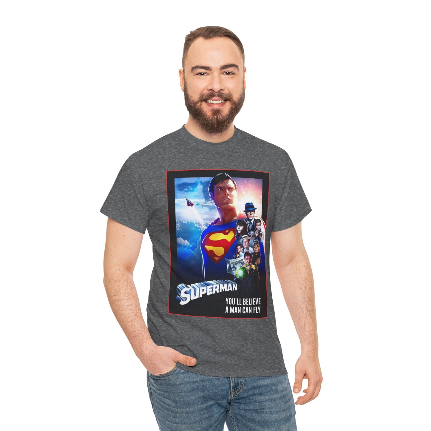 Superman The Movie T-Shirt - Christopher Reeve, Gene Hackman, Margot Kidder - Beloved 1970s Warner Brothers Movie - Krypton, Smallville, Metropolis - DC Comics