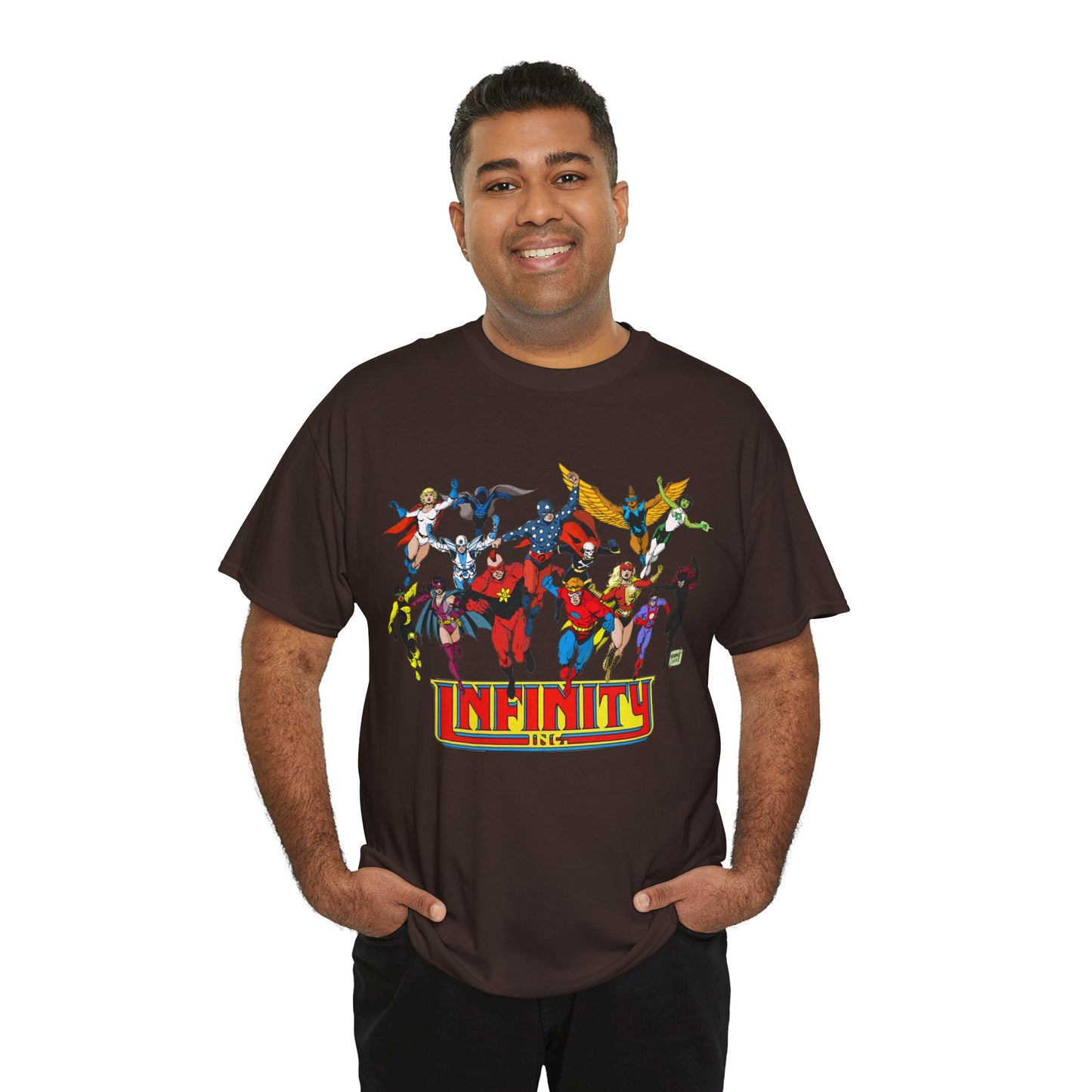 Infinity Inc Shirt - Tom Grummett Art - Jade, Obsidian, Huntress, Power Girl, Fury, Silver Scarab, Wildcat, Star-Spangled Kid - JSA Successors - DC Comics