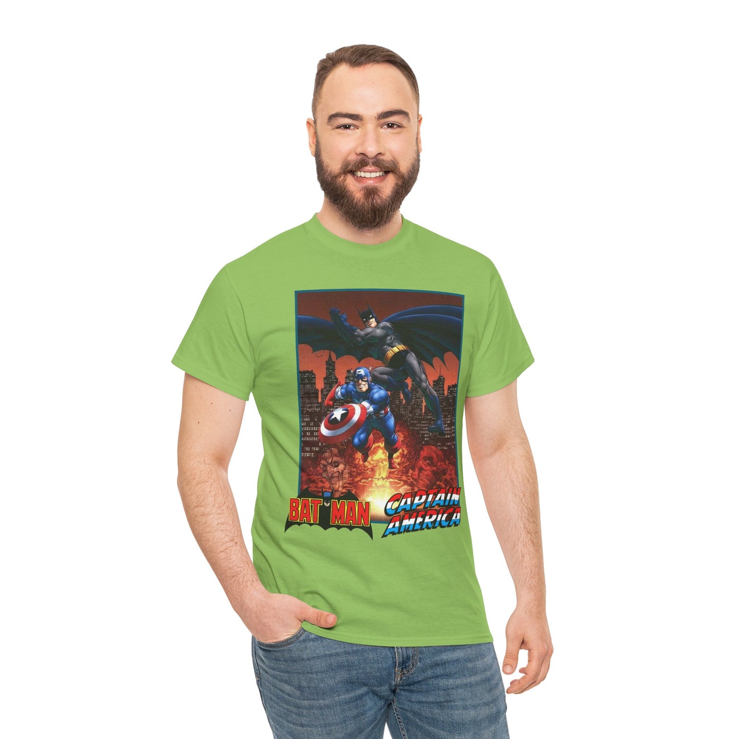 Batman & Captain America T-Shirt - John Byrne Art - Joker & Red Skull - Marvel & DC Comics Crossover Art
