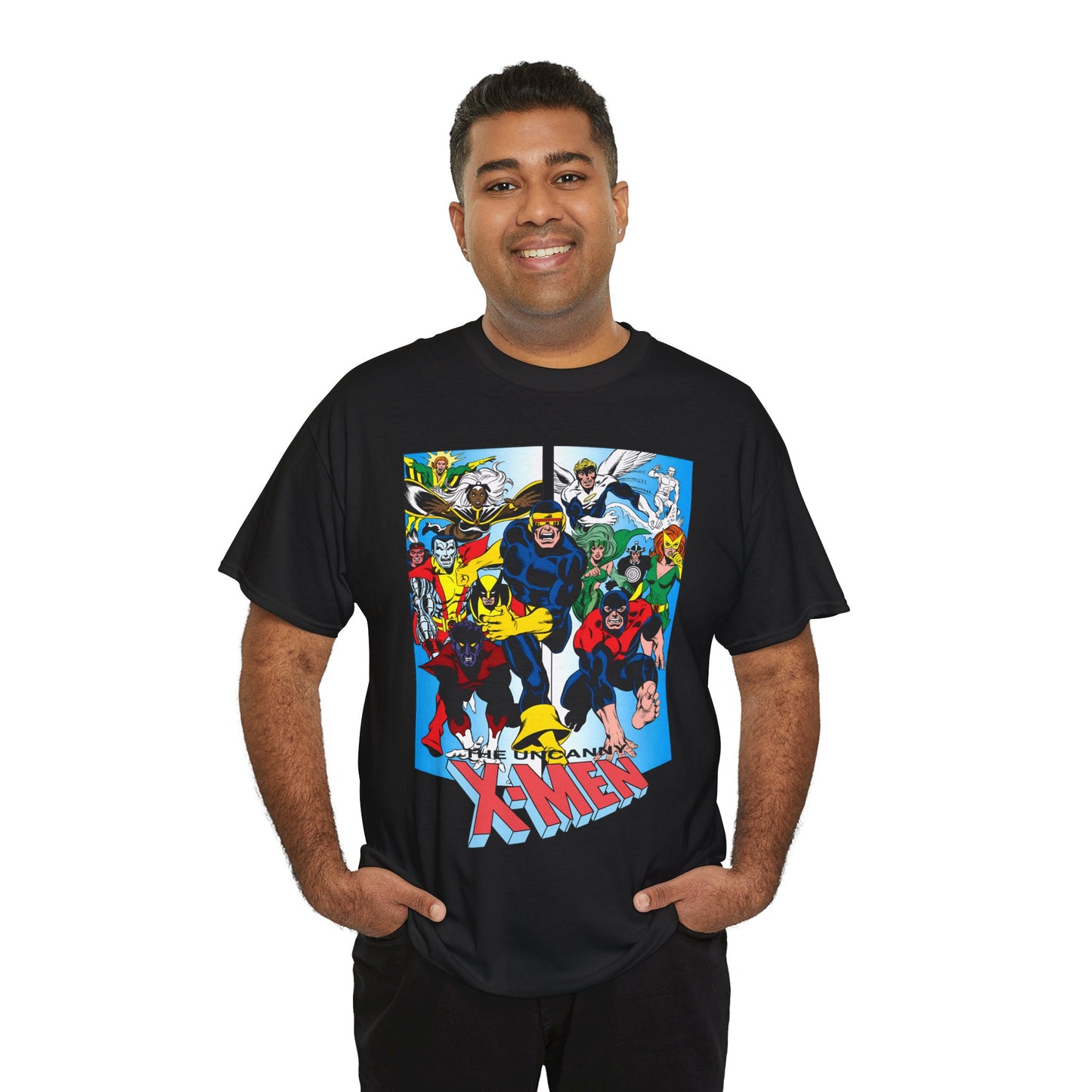 Uncanny X-Men T-Shirt - Classic Dave Cockrum Art - Popular Marvel Comics Series - Wolverine, Storm, Cyclops, Nightcrawler, Jean Grey, Iceman, Banshee, Beast