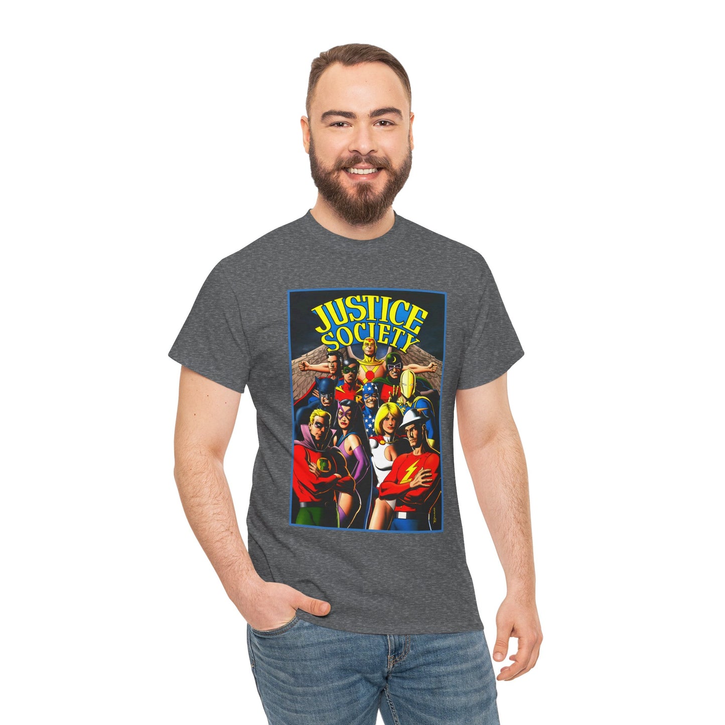 Justice Society T-Shirt - Brian Bolland Art - Dr. Fate, Huntress, Power Girl, Green Lantern, Hawkman, Wildcat - DC Comics - JSA