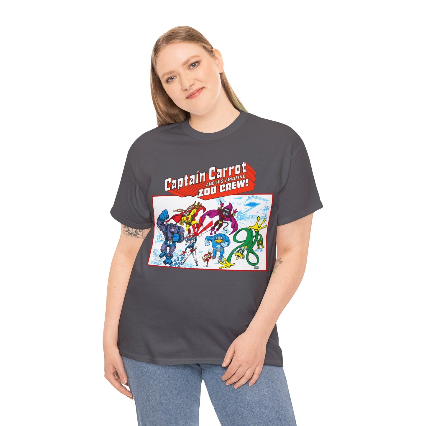 Captain Carrot & His Amazing Zoo Crew T-Shirt - DC Comics Series - Funny Animal Retro 1980s - Pig-Iron, Yankee Poodle, Rubberduck