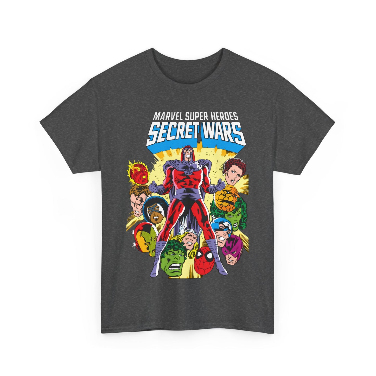 Marvel Super Heroes Secret Wars T-Shirt - Magneto, Captain America, Iron Man, She-Hulk, Hulk, Human Torch, Captain Marvel, Hawkeye - Marvel Comics