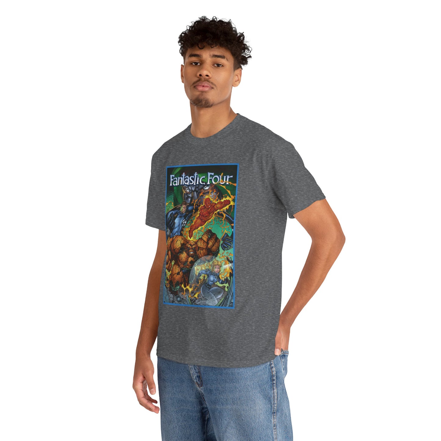 Fantastic Four T-Shirt - Jim Lee Art - The Thing, Human Torch, Reed Richards, Invisible Woman - Marvel Comics - Heroes Reborn