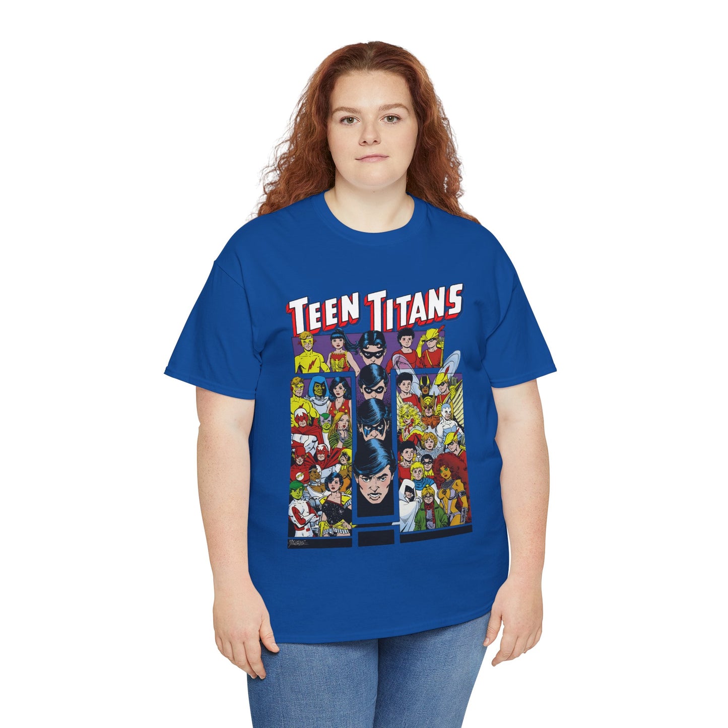 Teen Titans T-Shirt - George Perez Art - Wonder Girl, Bumblebee, Kid Flash, Starfire, Cyborg, Raven, Lilith, Flash, Hawn & Dove, Robin - DC Comics
