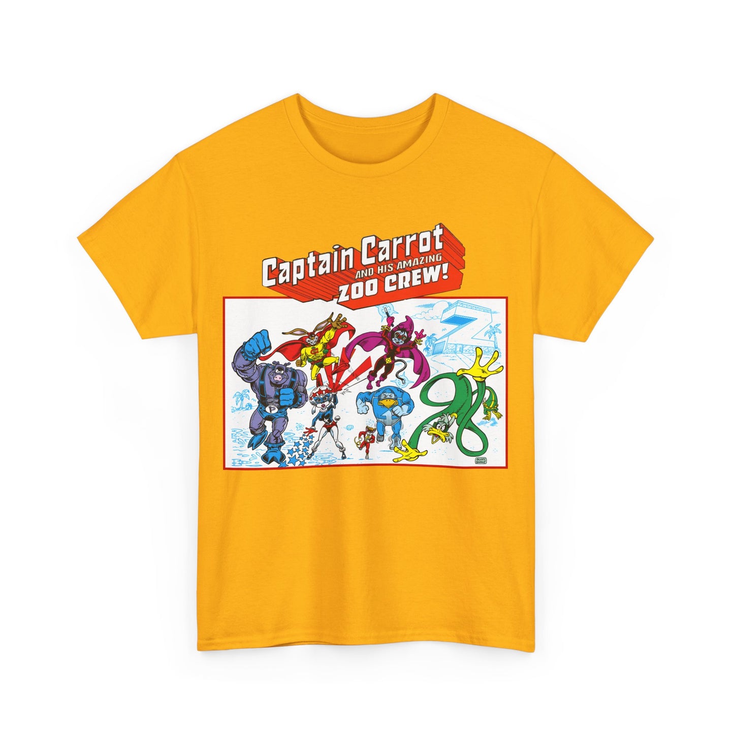 Captain Carrot & His Amazing Zoo Crew T-Shirt - DC Comics Series - Funny Animal Retro 1980s - Pig-Iron, Yankee Poodle, Rubberduck