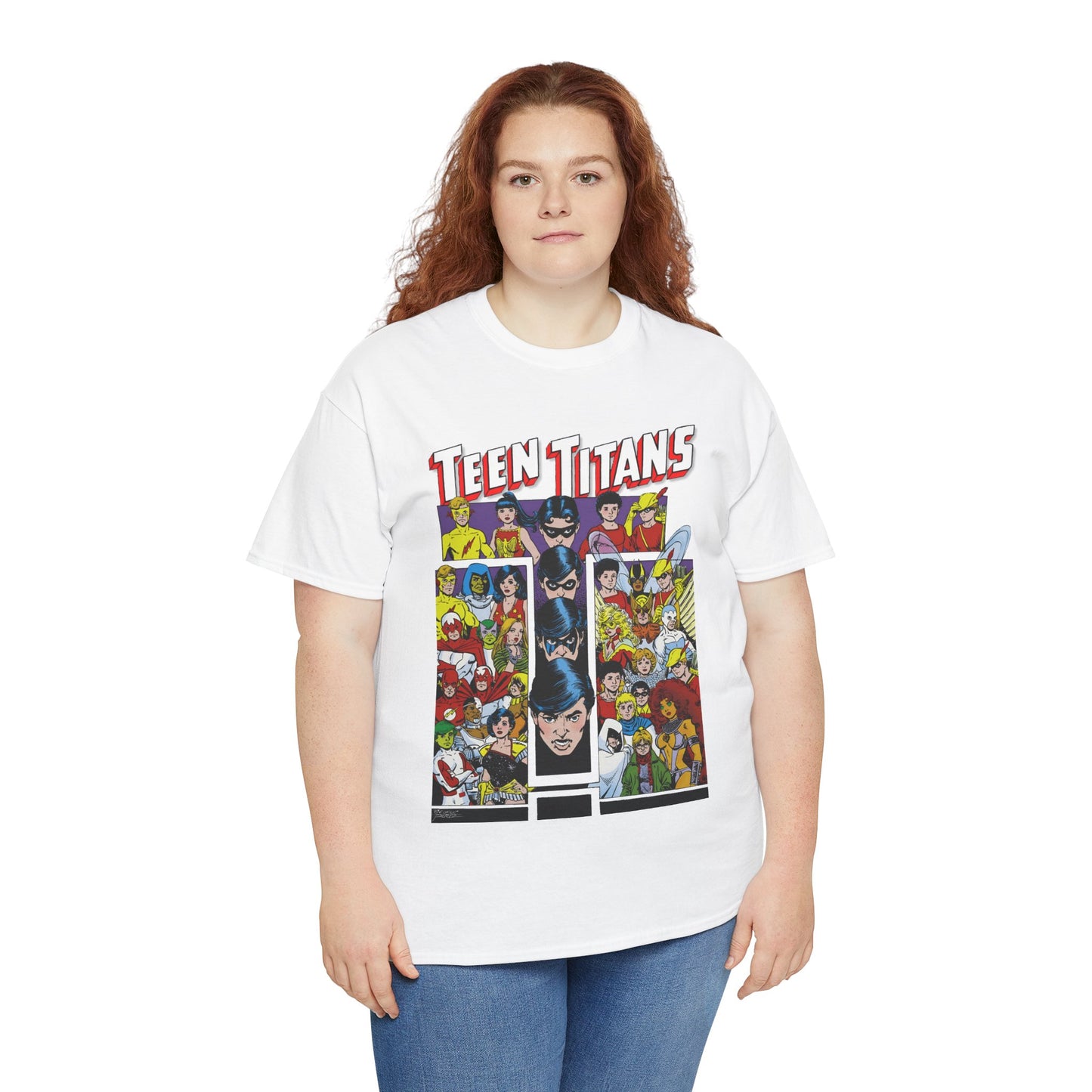 Teen Titans T-Shirt - George Perez Art - Wonder Girl, Bumblebee, Kid Flash, Starfire, Cyborg, Raven, Lilith, Flash, Hawn & Dove, Robin - DC Comics