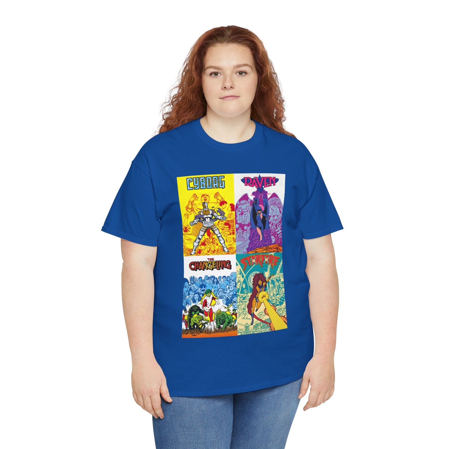 Tales of the New Teen Titans T-Shirt - George Perez Art - Cyborg, Raven, Changeling, Starfire - 1980s Mini-Series Showcasing Their Origins - DC Comics