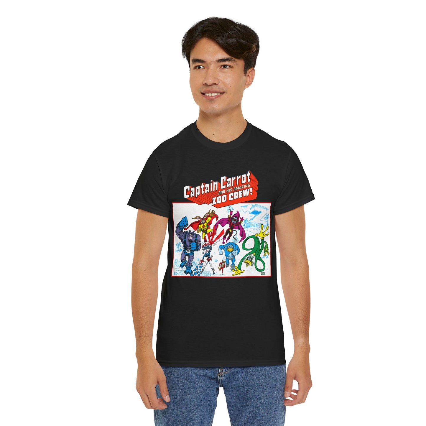 Captain Carrot & His Amazing Zoo Crew T-Shirt - DC Comics Series - Funny Animal Retro 1980s - Pig-Iron, Yankee Poodle, Rubberduck