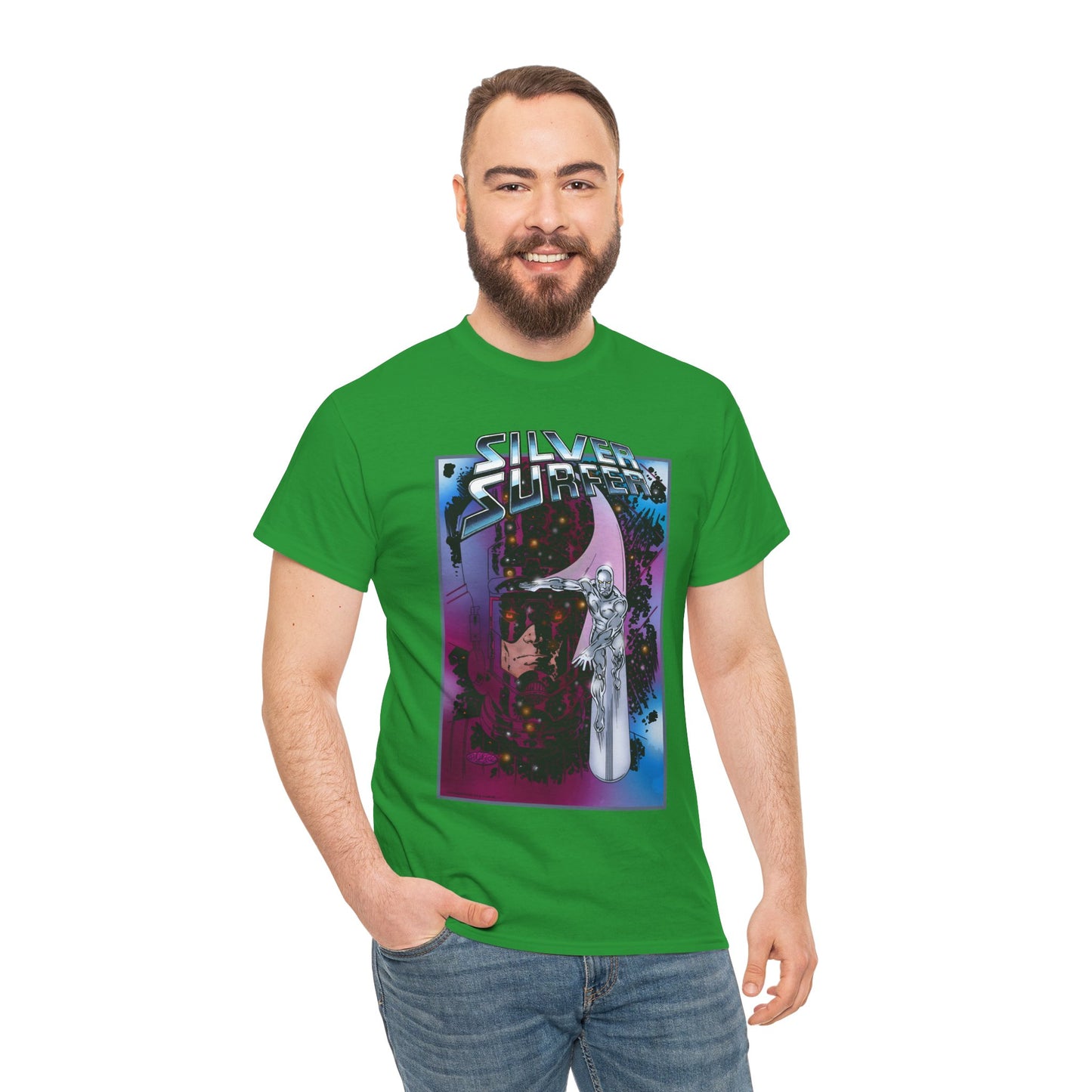 Silver Surfer & Galactus T-Shirt - John Byrne Art - Fantastic Four Connection - Former Herald, Norrin Radd - Marvel Comics