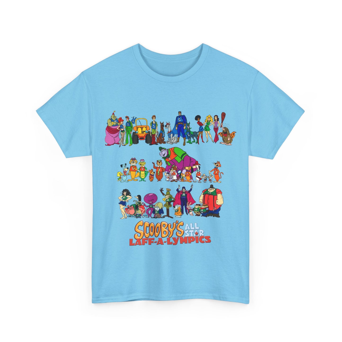 Scooby's All-Star Laff-A-Lympics T-Shirt - Hanna-Barbera Cartoon - Speed Buggy, Yogi Bear, Grape Ape, Scooby Dum, Shaggy, Wally Gator