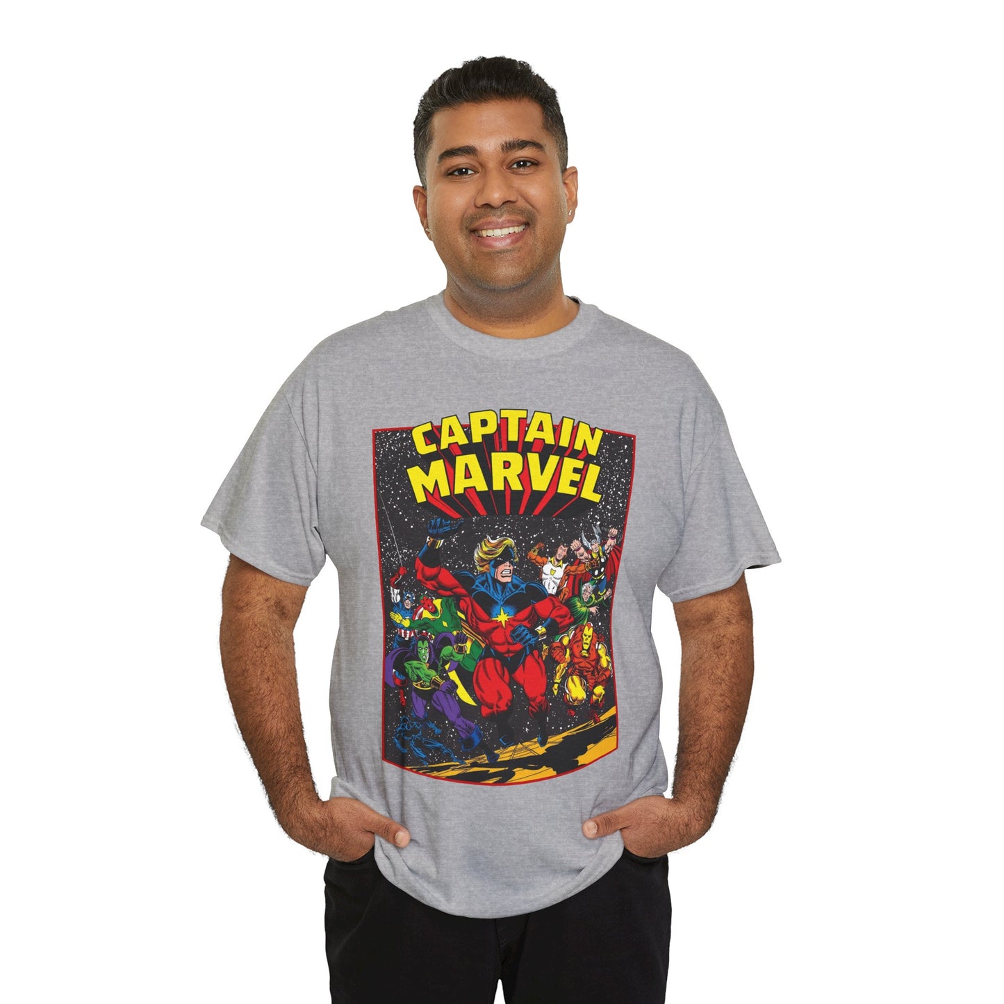Captain Marvel T-Shirt - Marvel Comics - Jim Starlin Art - Mar-Vell - Kree - Cosmic Hero