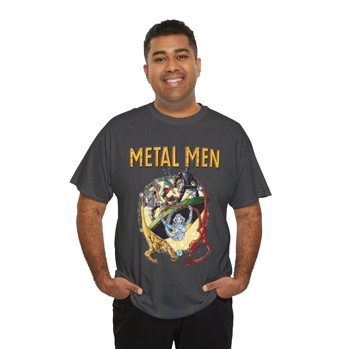 Metal Men T-Shirt - George Perez Art - DC Comics - Classic Silver Age Team - Mercury, Iron, Tin, Gold