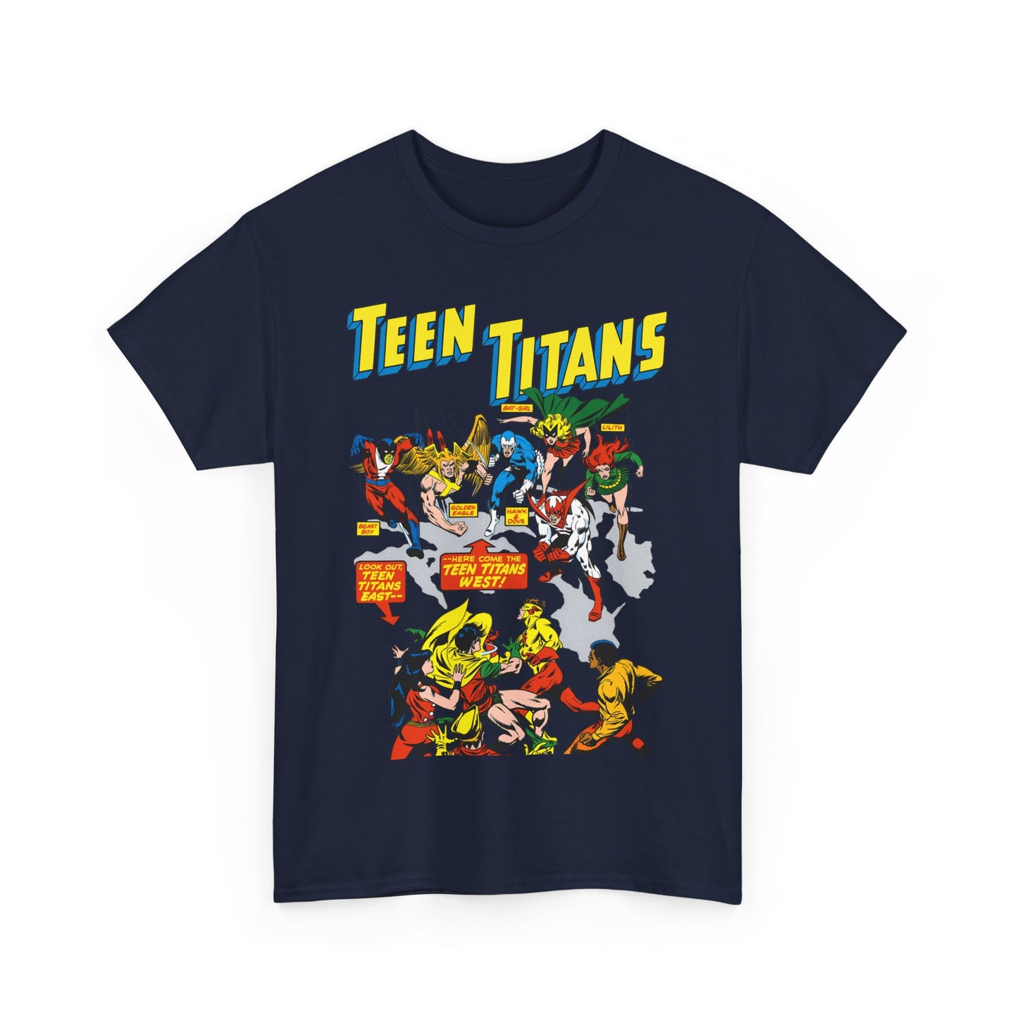 Teen Titans T-Shirt - Rick Buckler Art - Titans West, Lilith, Hawk & Dove, Beast Boy, Golden Eagle - DC Comics