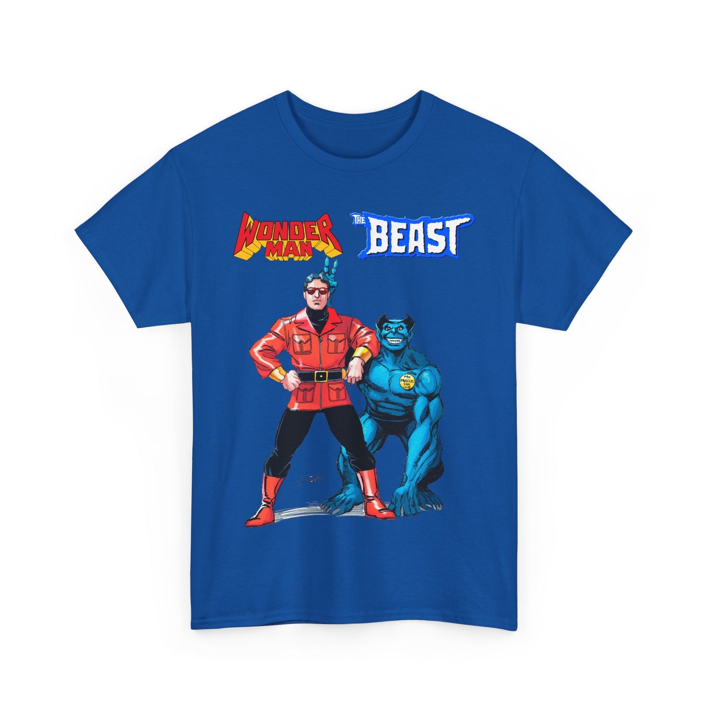 Wonder Man & Beast T-Shirt - George Perez Art - Popular Avengers, X-Men Members - Simon Williams & Hank McCoy - Marvel Comics