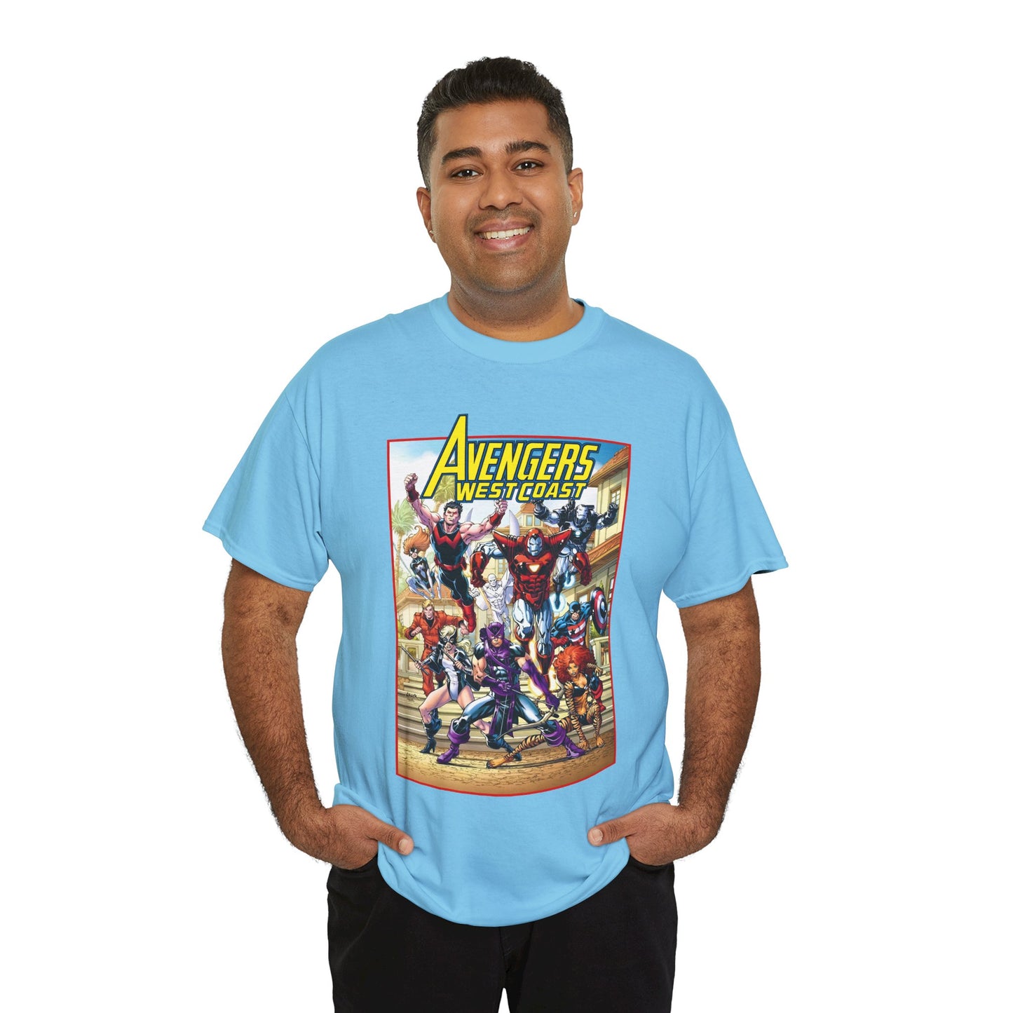West Coast Avengers T-Shirt - Todd Nauck Art - Hawkeye, Iron Man, Wonder Man, Tigra, Vision - Marvel Comics