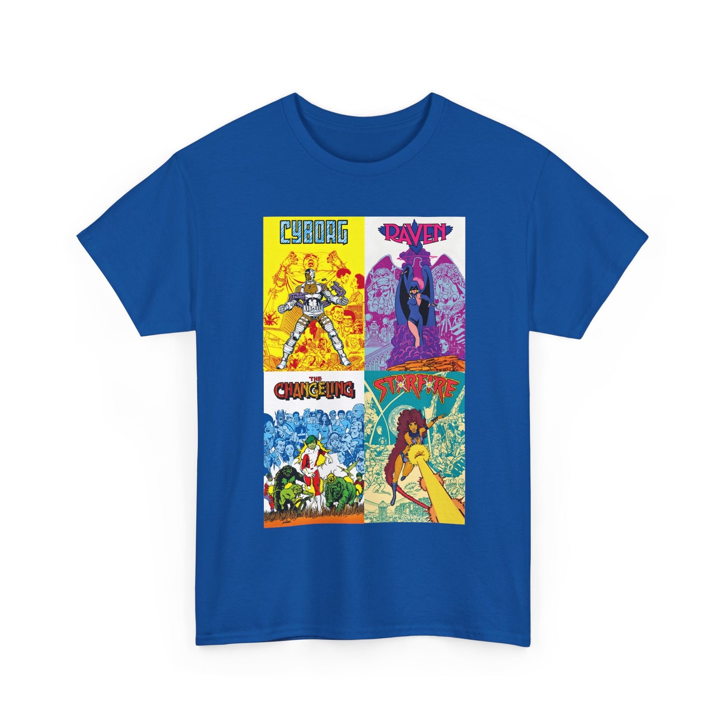 Tales of the New Teen Titans T-Shirt - George Perez Art - Cyborg, Raven, Changeling, Starfire - 1980s Mini-Series Showcasing Their Origins - DC Comics