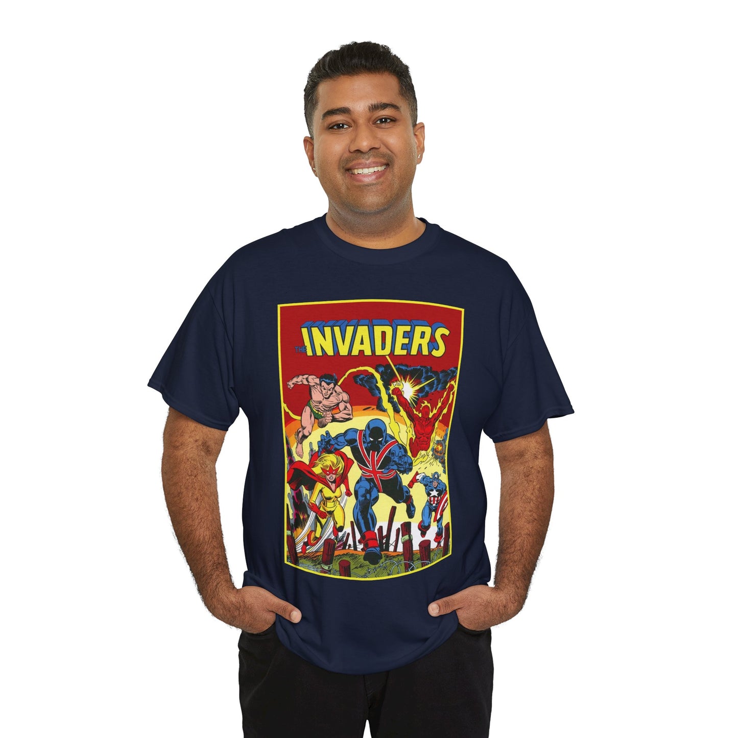 Invaders T-Shirt - Captain America, Human Torch, Namor, Spitfire - World War II Soldiers - Golden Age Heroes - Marvel Comics