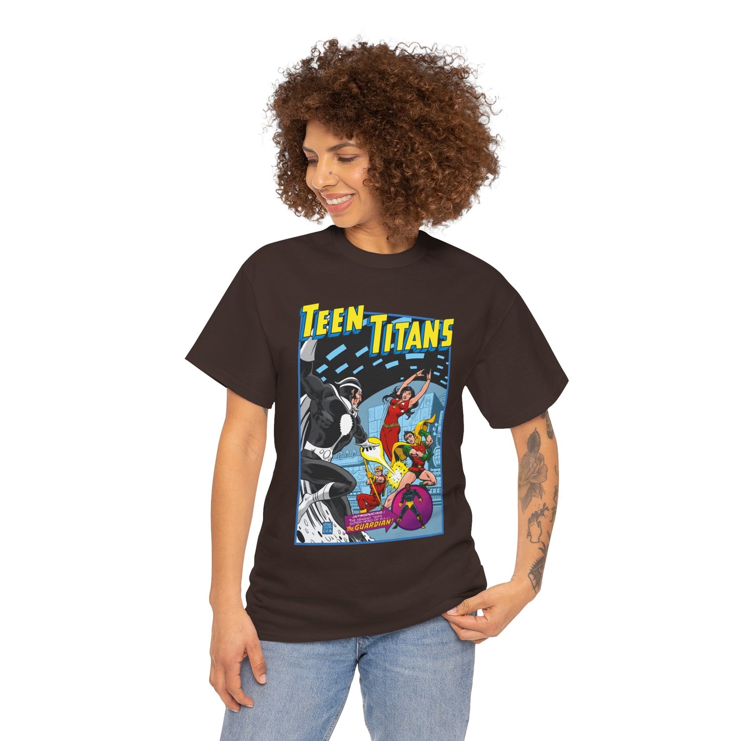 Teen Titans T-Shirt - Bronze Age DC Comics - Dr Light, Wonder Girl, Robin, Mal, Guardian, Speedy - Ernie Chan Cover Art from Issue #44