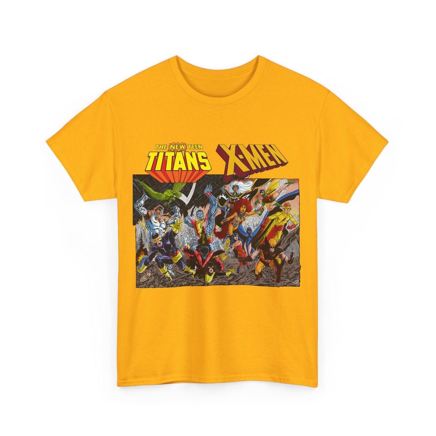 Uncanny X-Men Vs New Teen Titans T-Shirt - Amazing John Byrne Art - DC Comics, Marvel Comics Crossover - Wolverine, Starfire, Cyclops, Storm, Raven, Wonder Girl