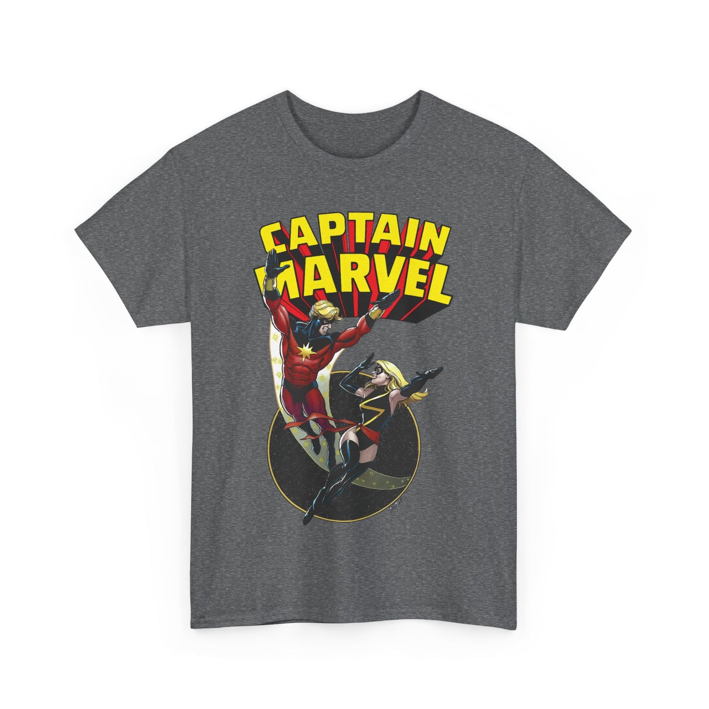 Captain Marvel T-Shirt - George Perez Art - Mar-Vell & Carol Danvers - Kree Empire - Marvel Comics