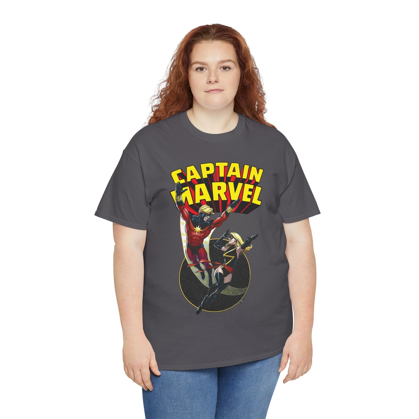 Captain Marvel T-Shirt - George Perez Art - Mar-Vell & Carol Danvers - Kree Empire - Marvel Comics