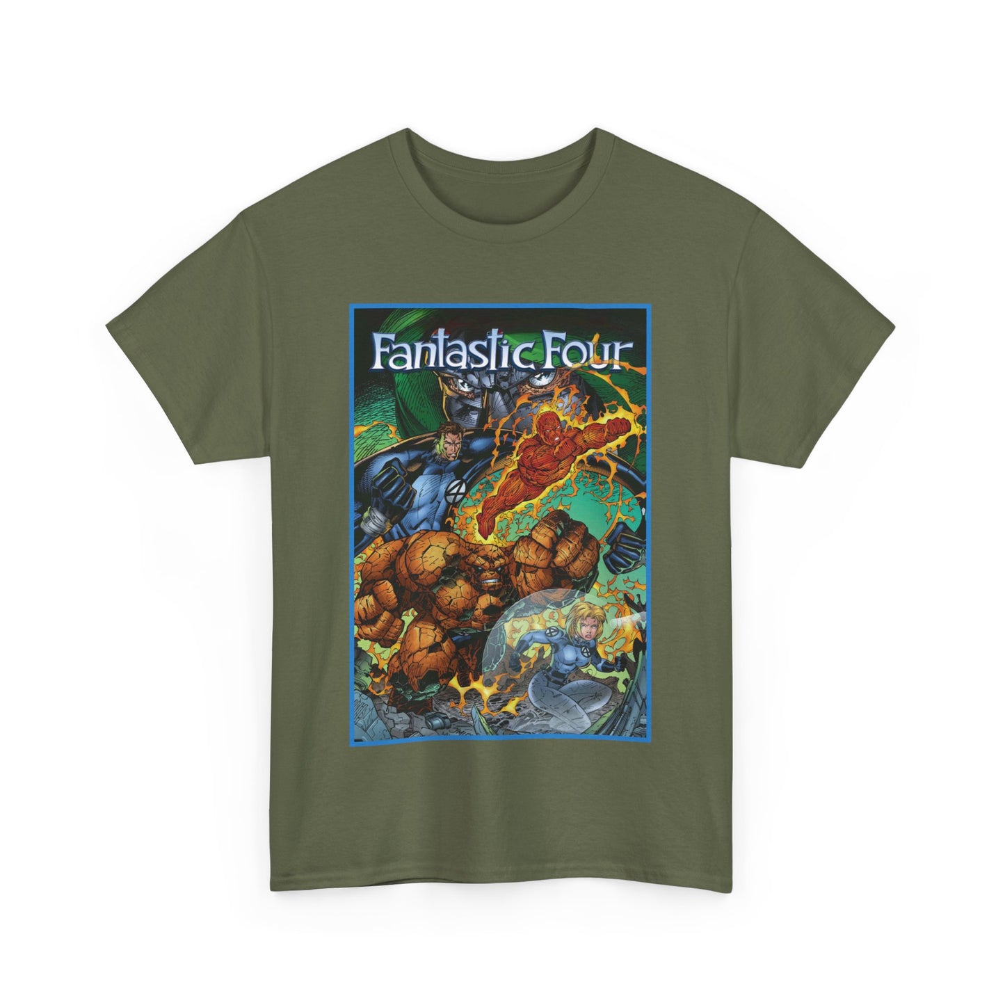 Fantastic Four T-Shirt - Jim Lee Art - The Thing, Human Torch, Reed Richards, Invisible Woman - Marvel Comics - Heroes Reborn